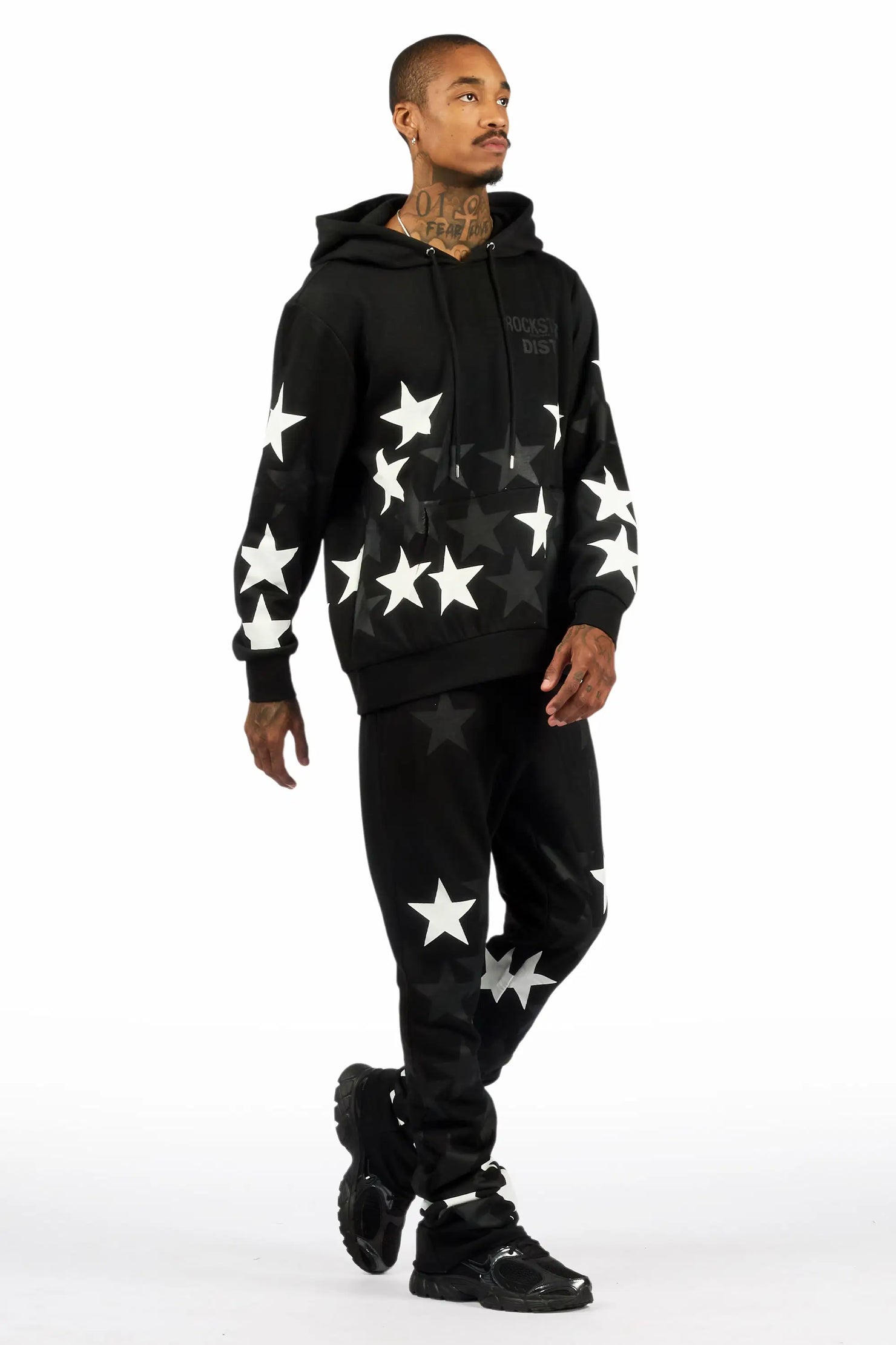 Starlane Black/White Hoodie Stacked Flare Fit Track Set