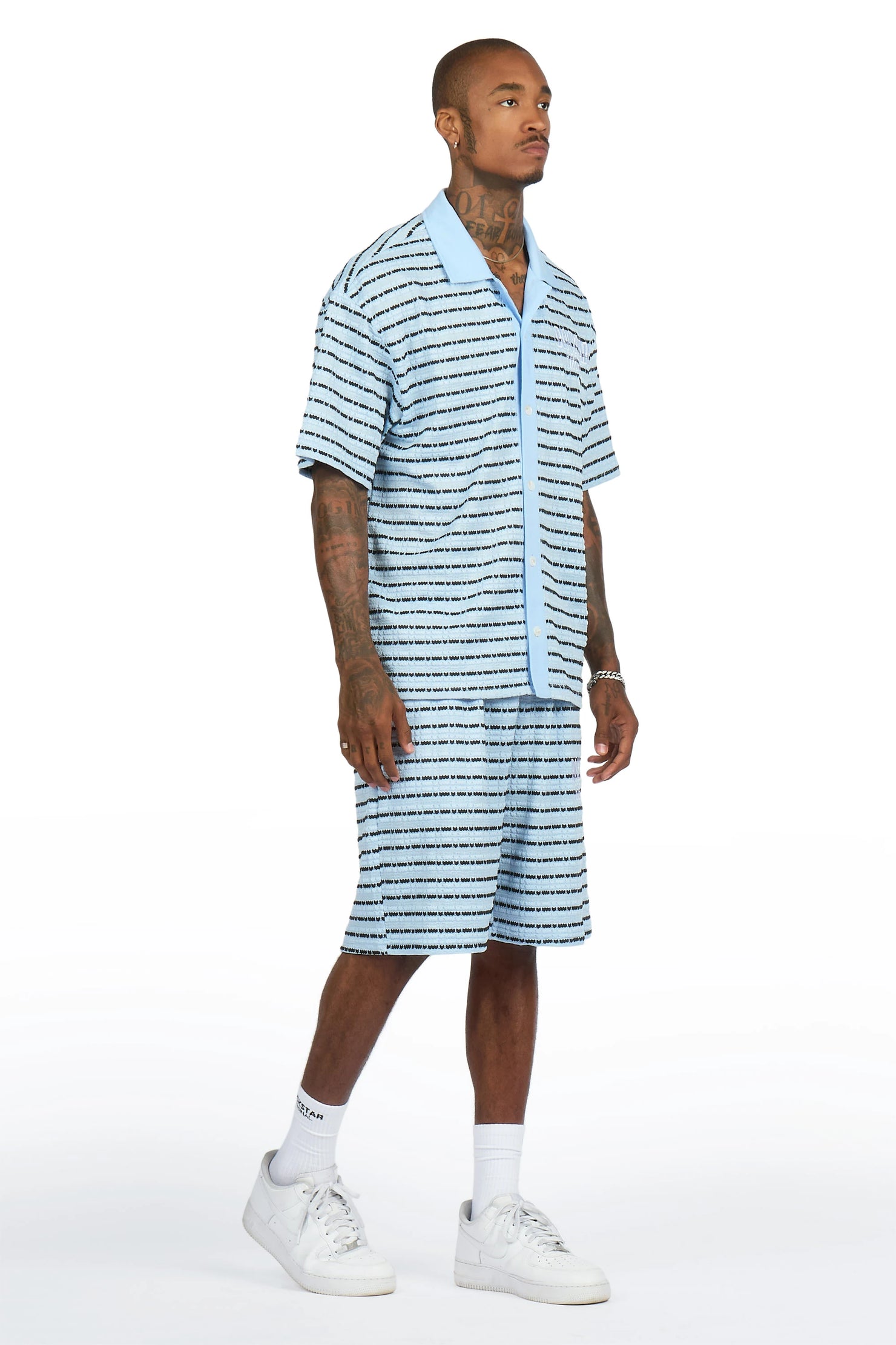 Jacobson Blue Button Down Shirt/Short Set