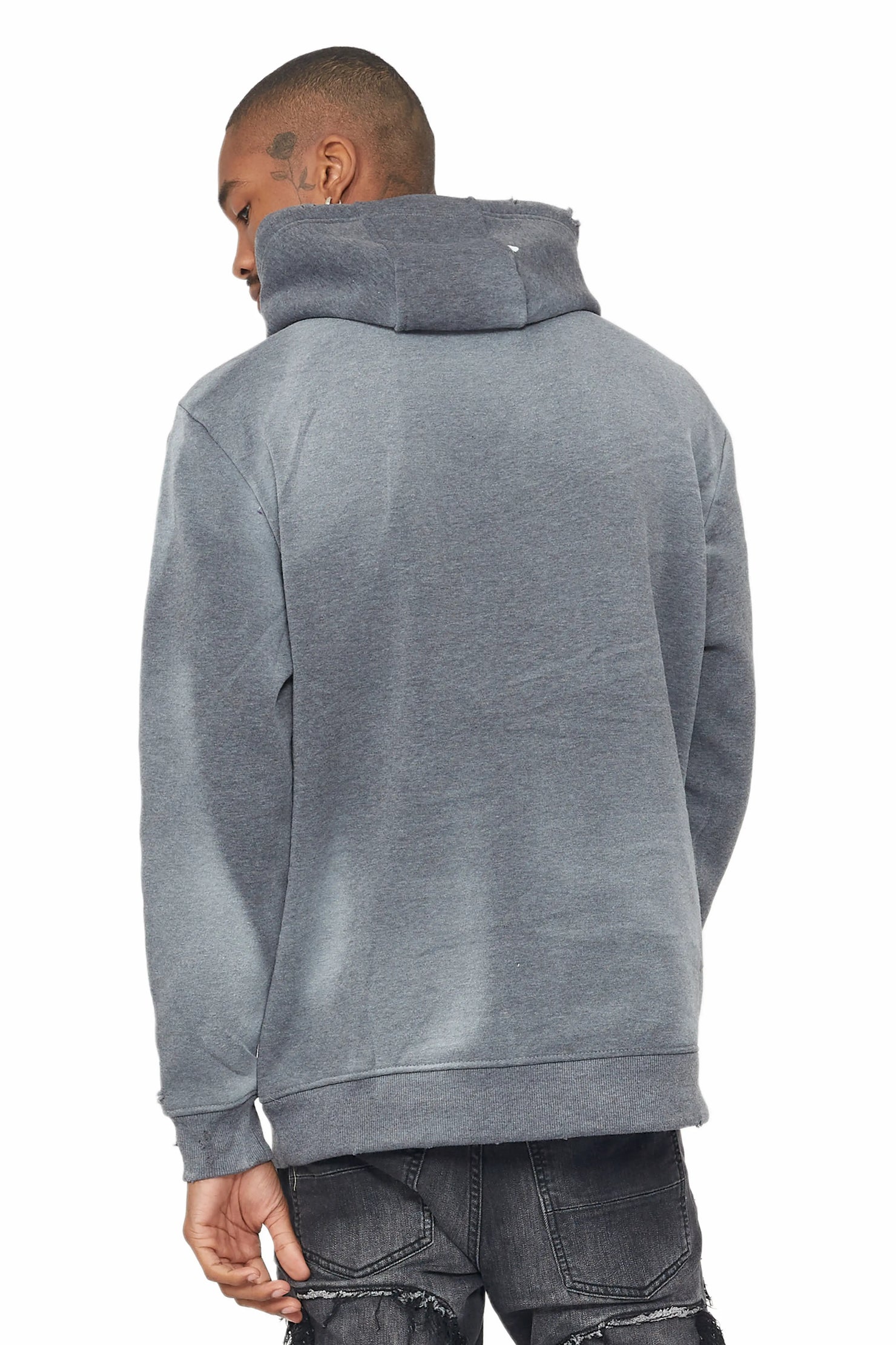 Samuel Charcoal Patchwork Graphic Hoodie