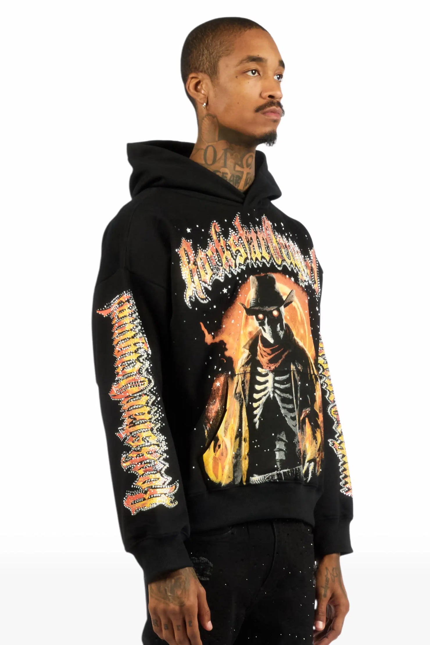 Jag Black Rhinestone Oversized Hoodie