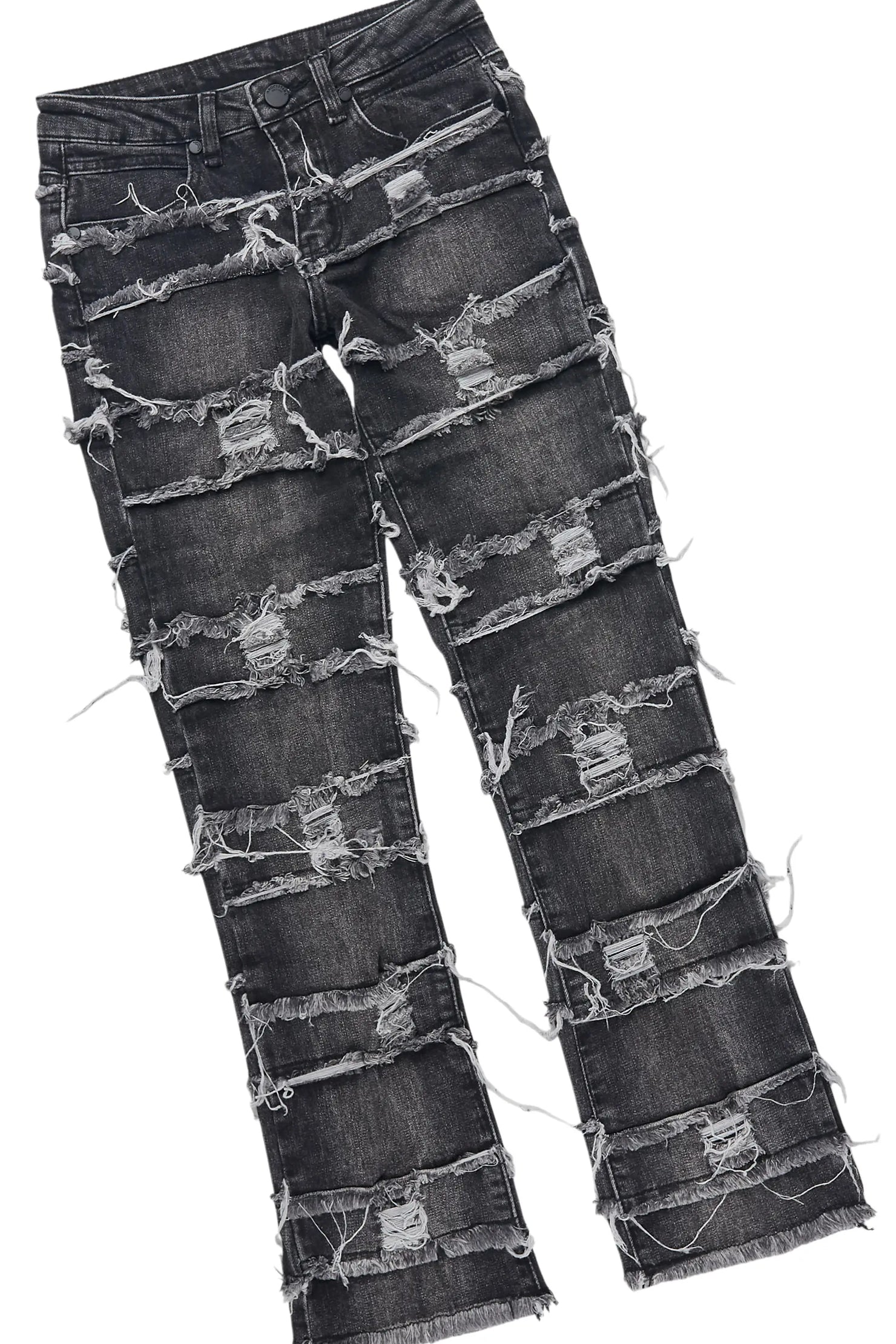 Boys Homer Grey/Black Long Sleeve T-Shirt Stacked Jean Set