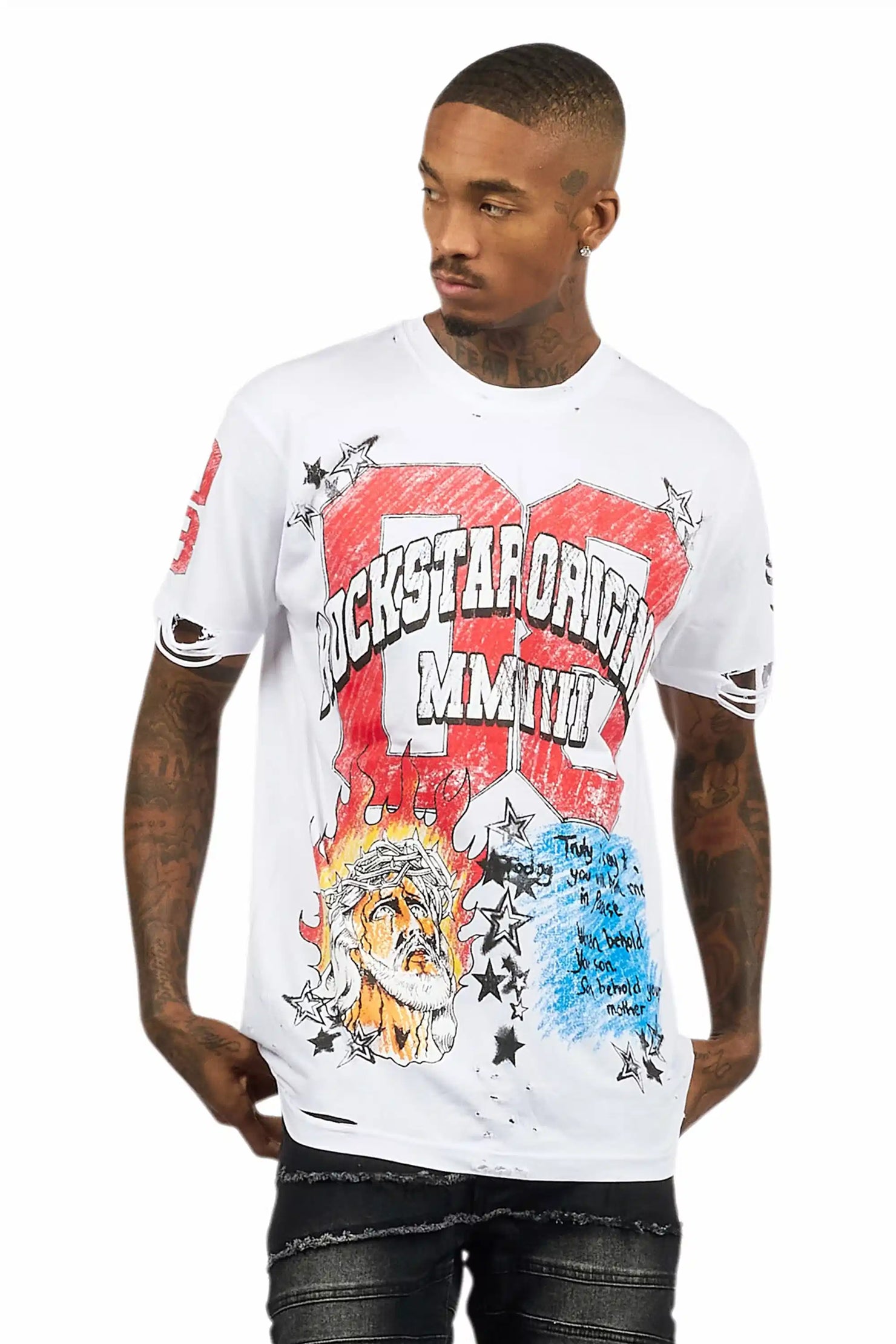 Jesus White/Red Oversized Graphic T-Shirt