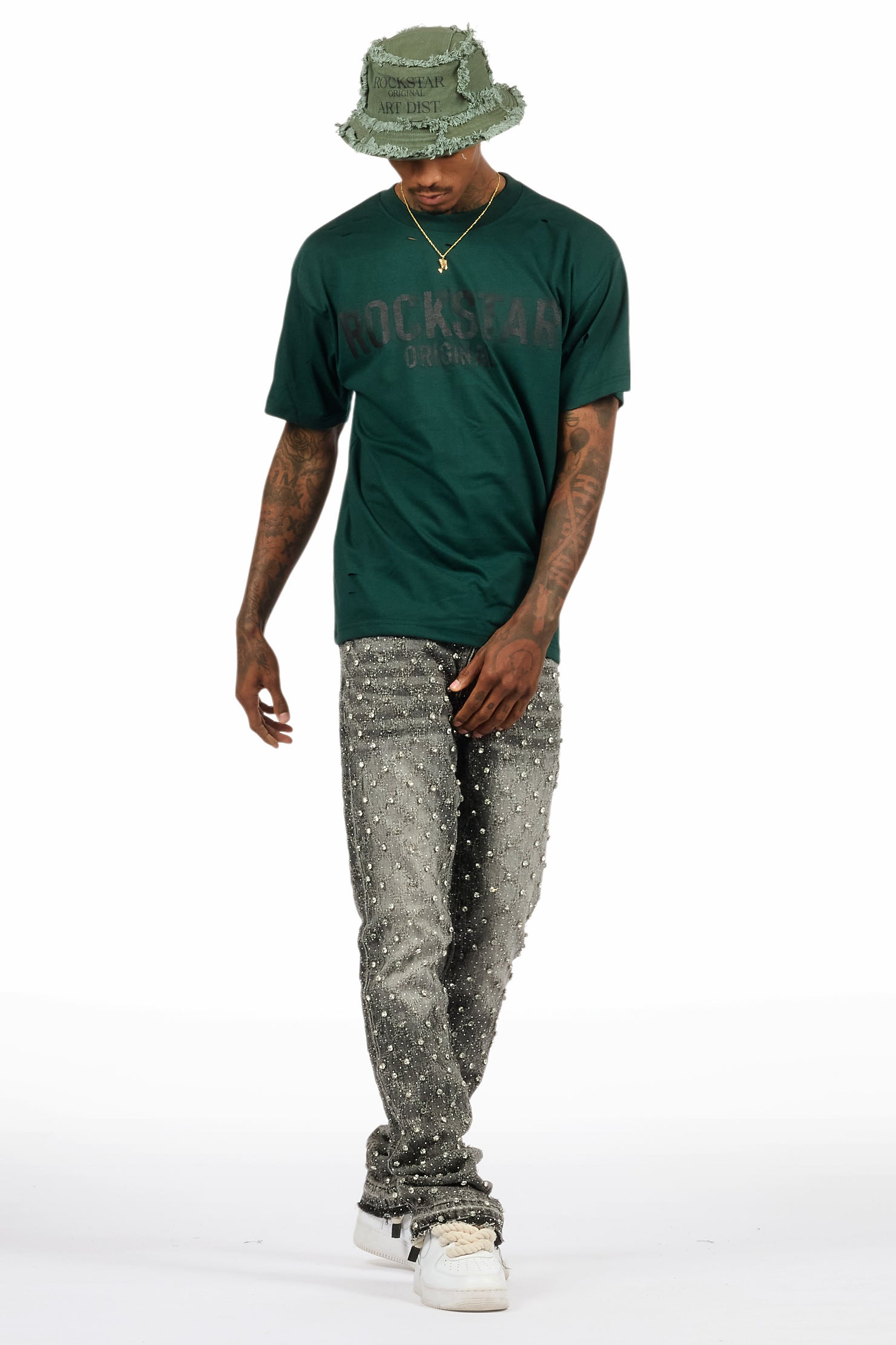 Sana 2.0 Dark Green/Black Oversized Graphic T-Shirt