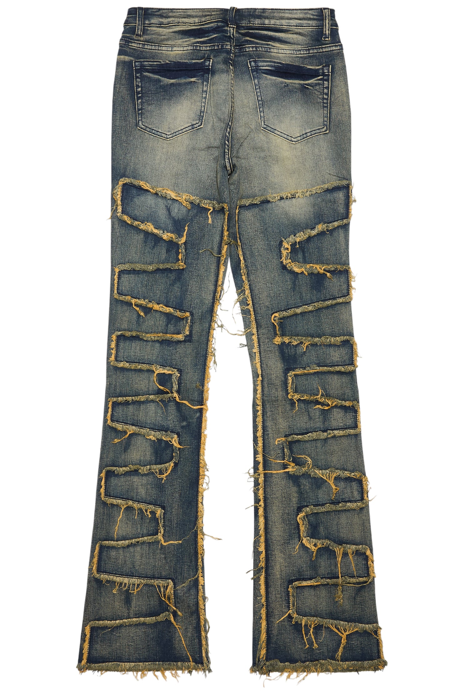 Zariyah Tinted Dark Wash Rhinestone Stacked Flare Jean