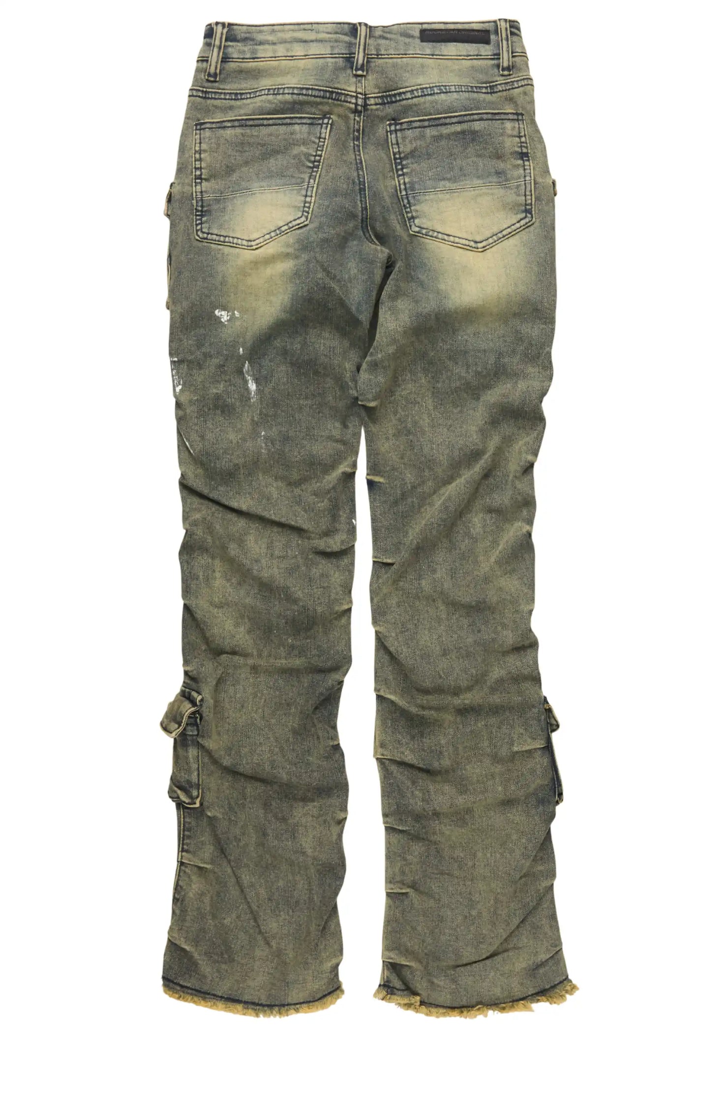 Boys Major Tint Blue Stacked Painter Flare Jean
