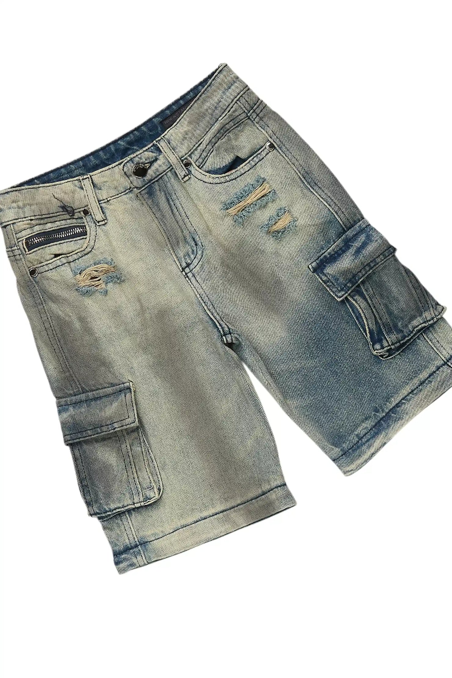 Boys Roeland White T-Shirt/Denim Short Set