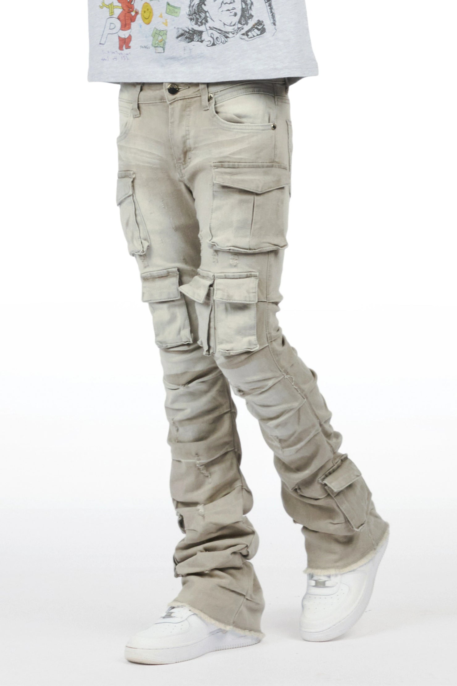 Boys Gentry Grey Stacked Flare Jean