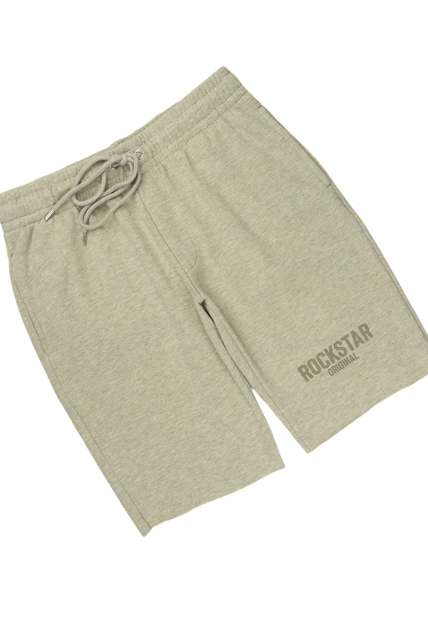 Sana Dark Oatmeal Cut Sleeve Hoodie Short Set
