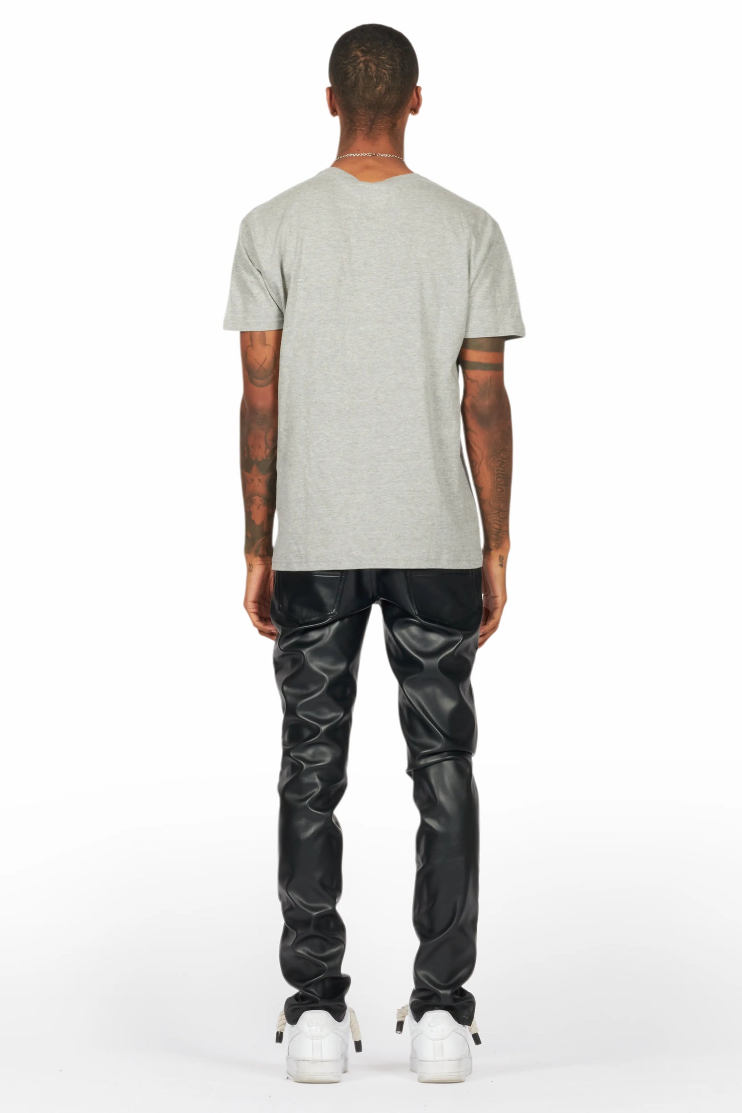 Ricky Black Slim Fit Faux Leather Pant