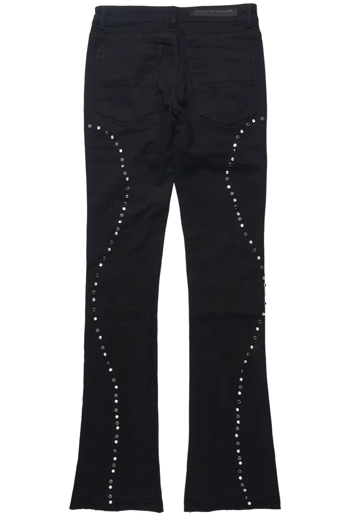 Chaz Jet Black Stud Stacked Flare Jean