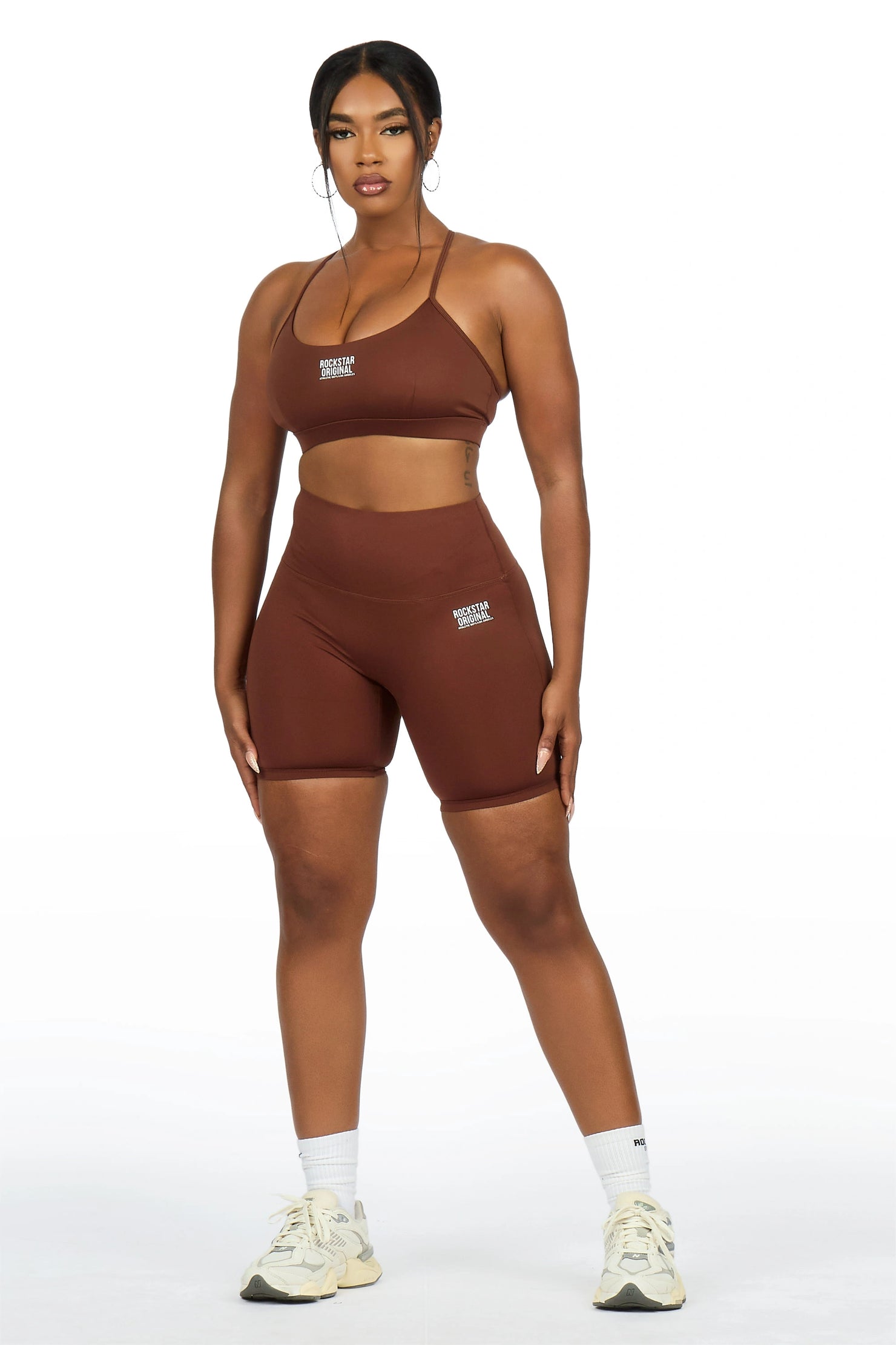 Aliccia Brown Tank Active Bike Short Set