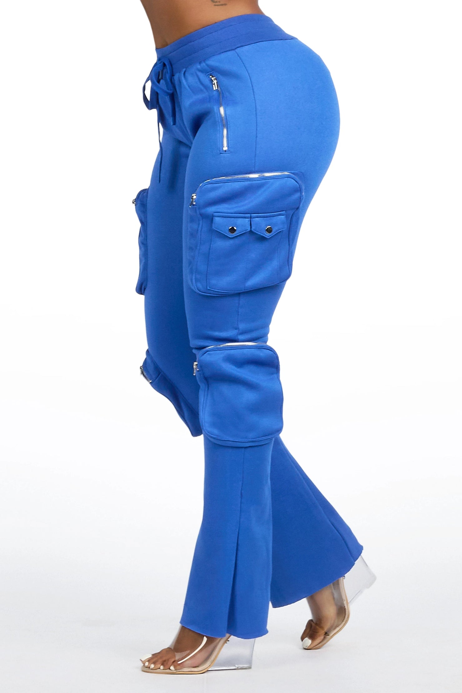 Cheronnie Royal Blue Cargo Stacked Track Pant