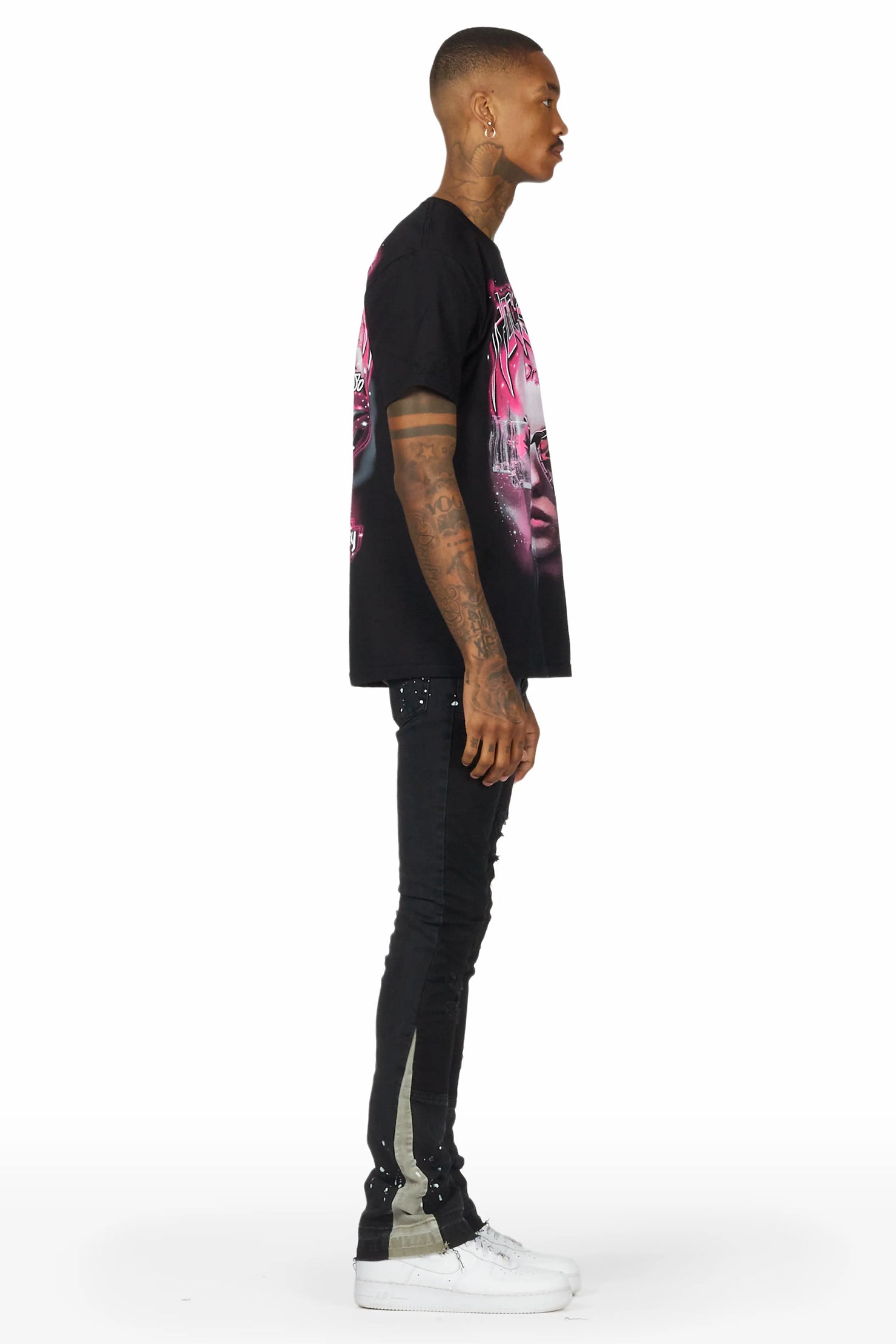 Quetzel Vintage Black Stacked Flare Jean