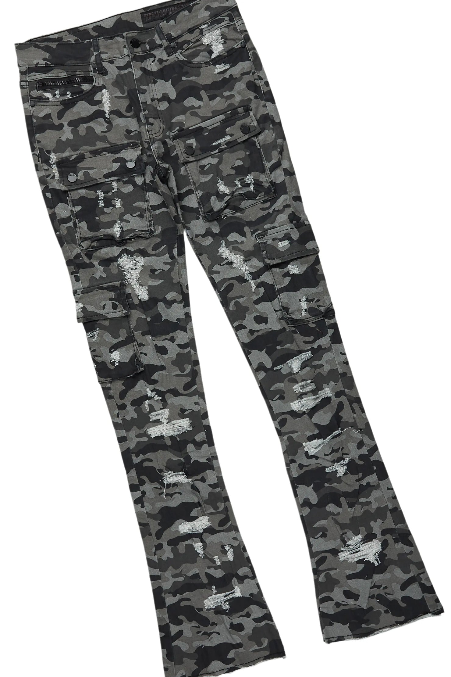 Vamp Black Long Sleeve T-Shirt & Zaid Stacked Flare Jean Bundle