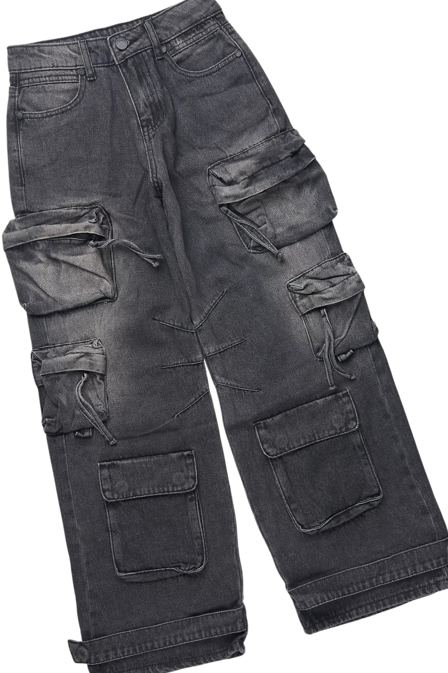 Boys Boaz Vintage Grey Hoodie & Lenz Black Baggy Jean Set