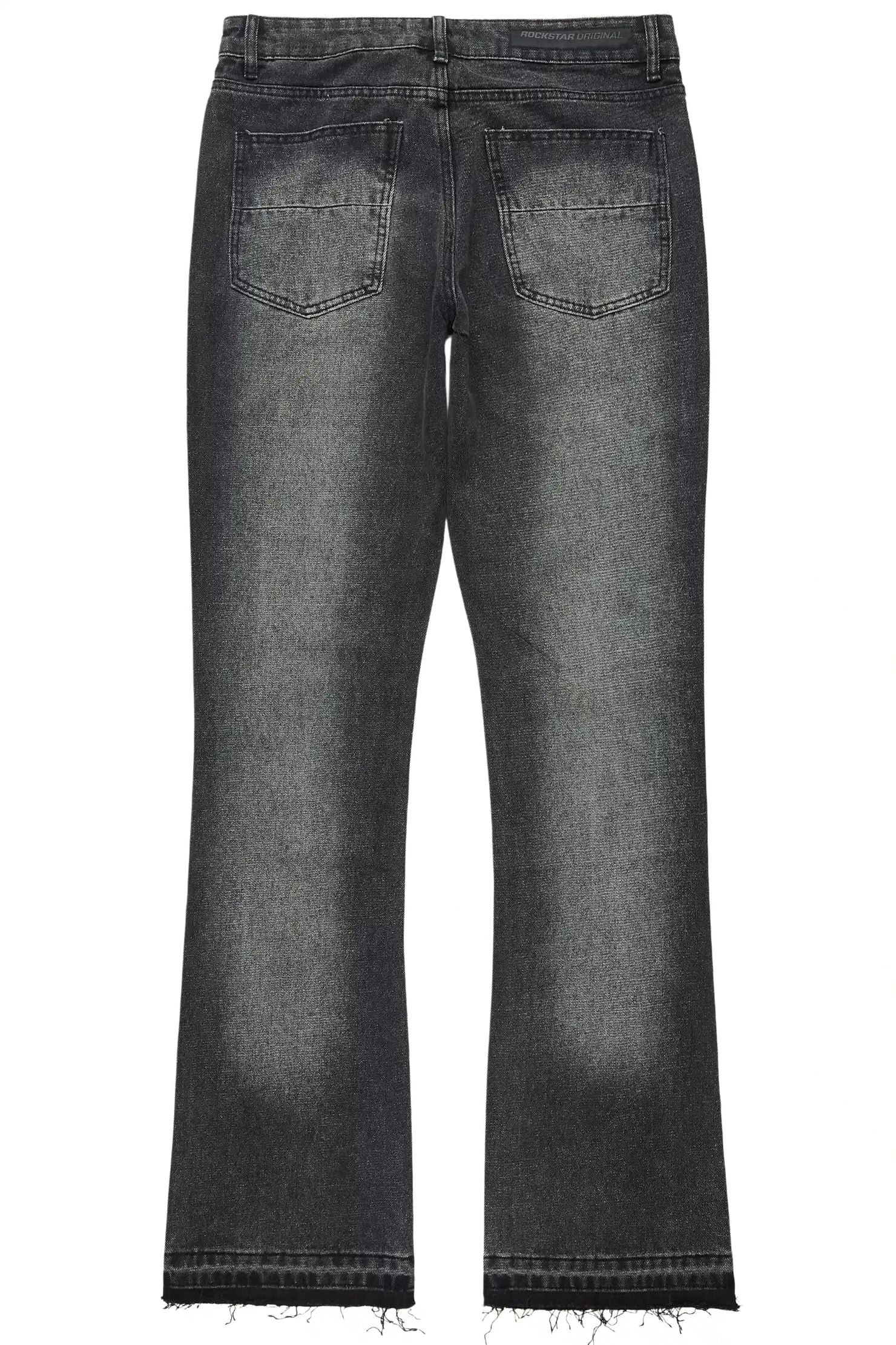 Glanz Dark Grey Rhinestone Stacked Flare Jean