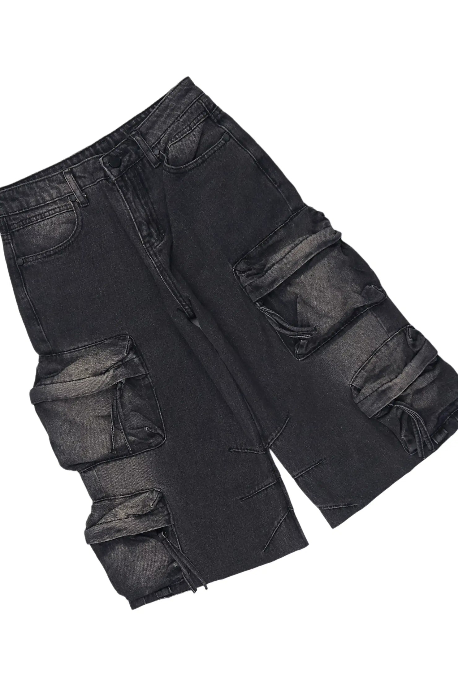 Boys Jesus Crayon Grey/Black T-Shirt/Denim Jort Set