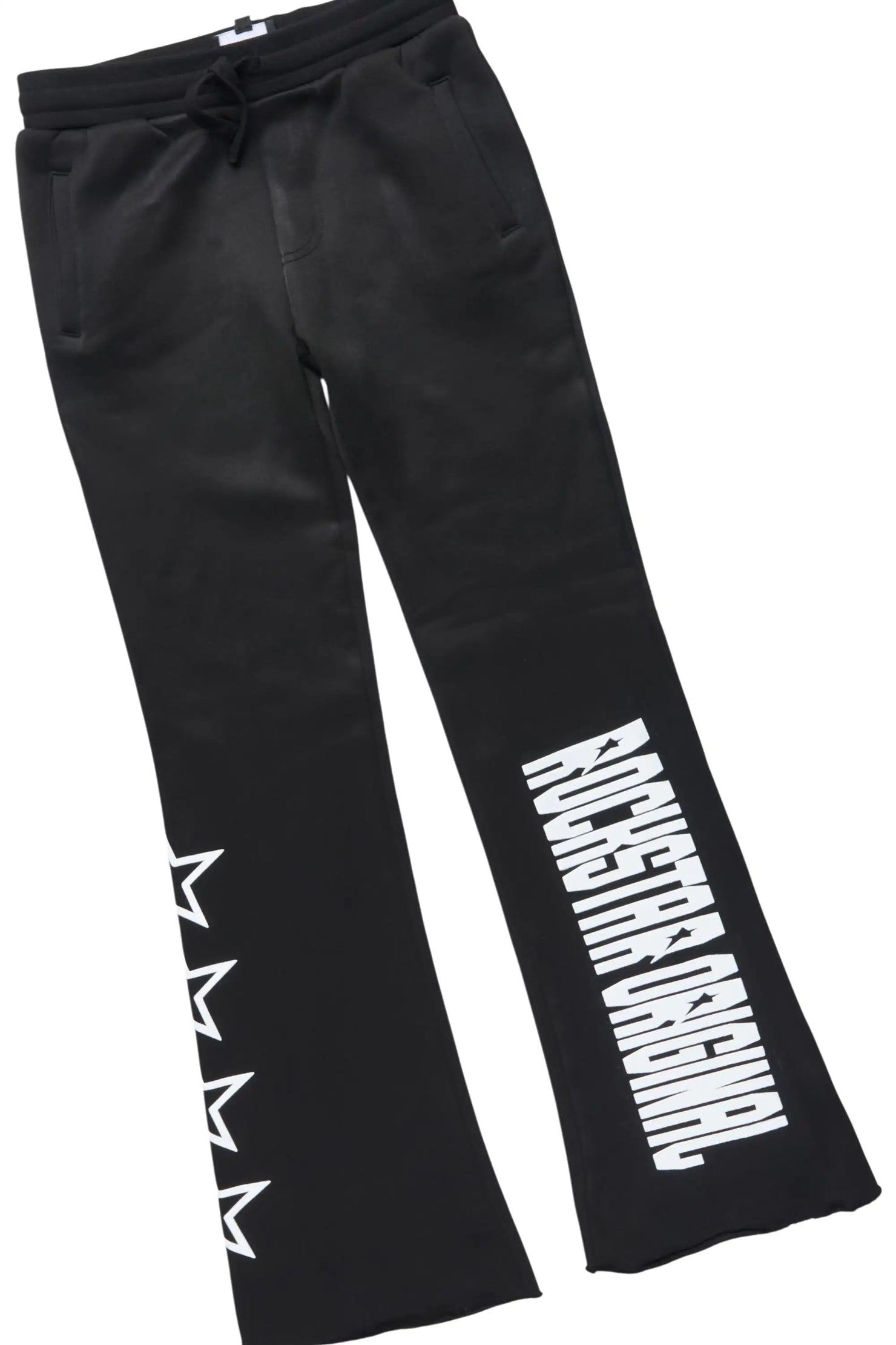 Boys Skender Black/White Hoodie/Stacked Flare Track Set
