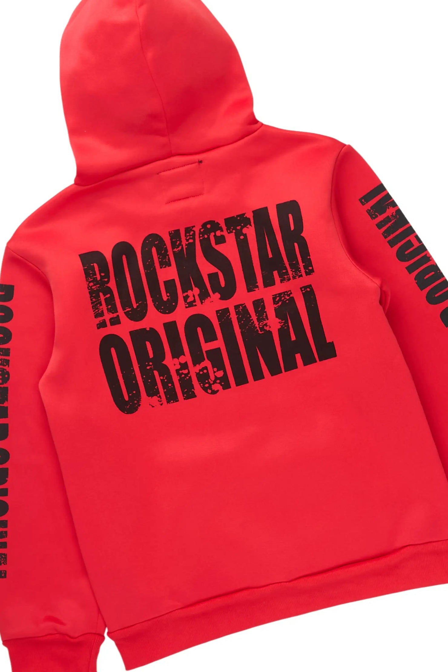 Boys Keve Red Hoodie Stacked Track Pant Set