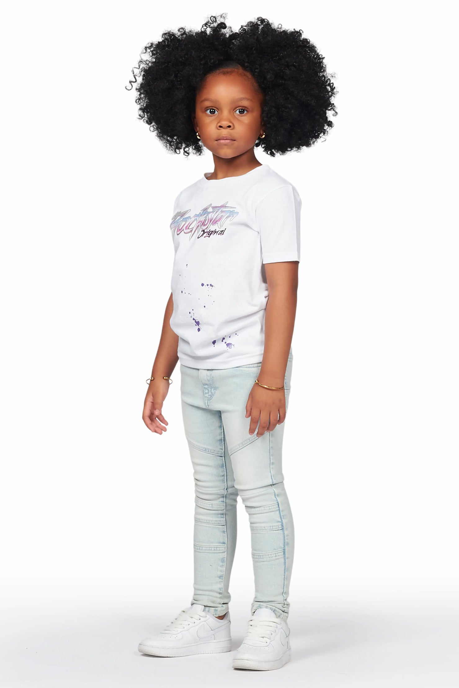 Girls Hale Blue Biker Skinny Jean