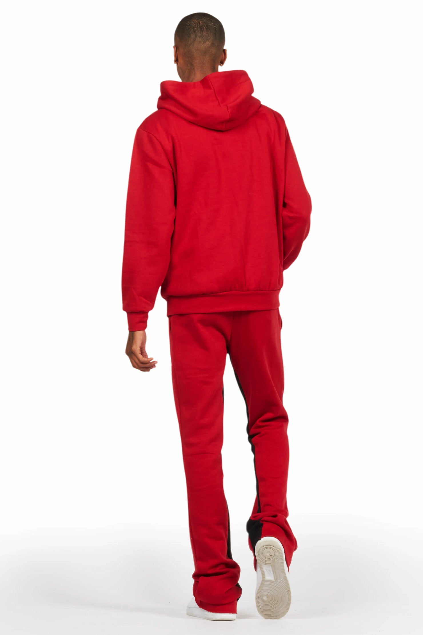 Mallor Burgundy Baggy Stacked Hoodie Track Set