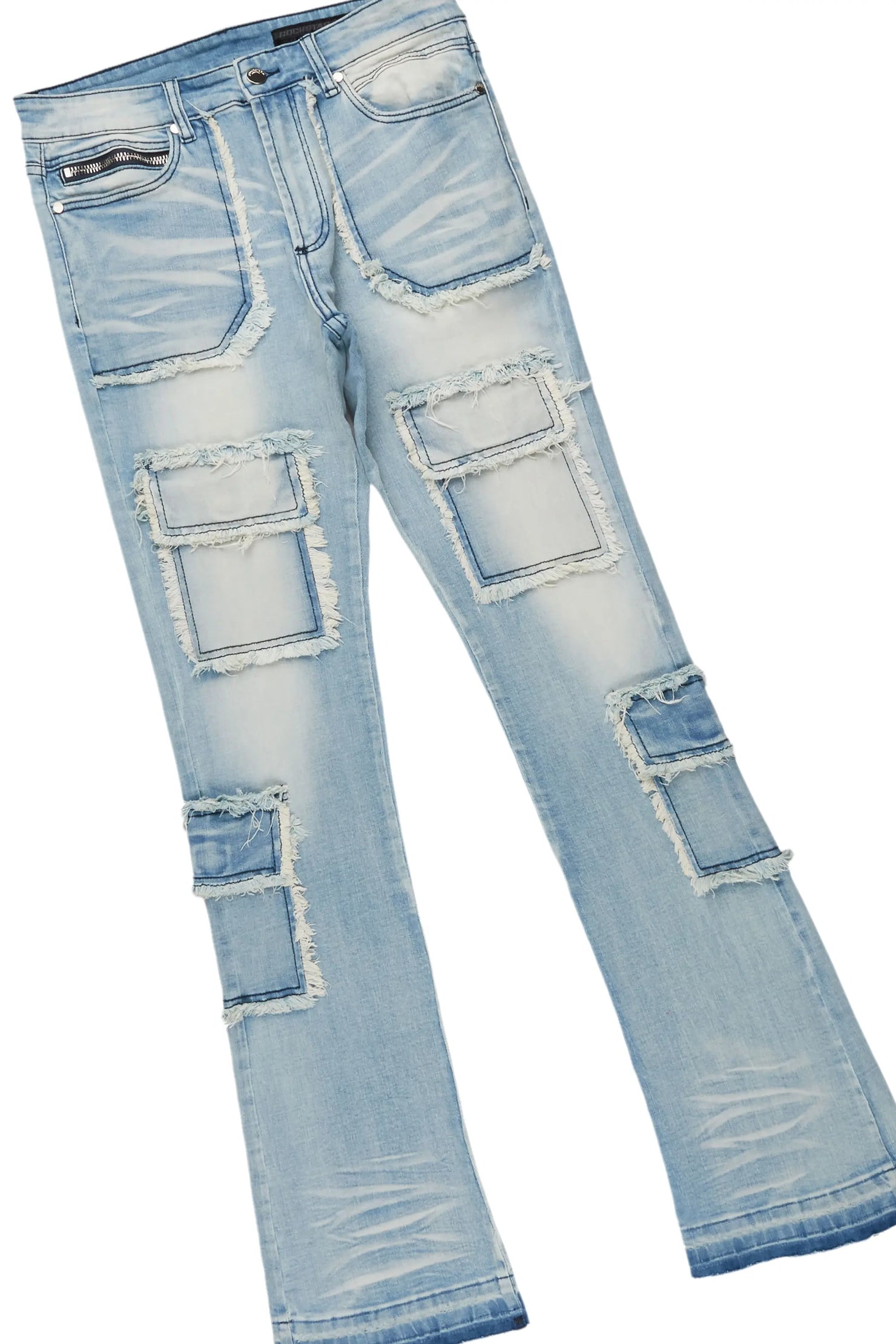 Shoota Grey Long Sleeve T-Shirt & Tyrell Stacked Flare Jean Bundle