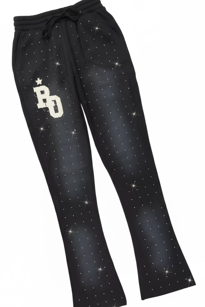 Tyona Black Rhinestone Stacked Flare Track Set