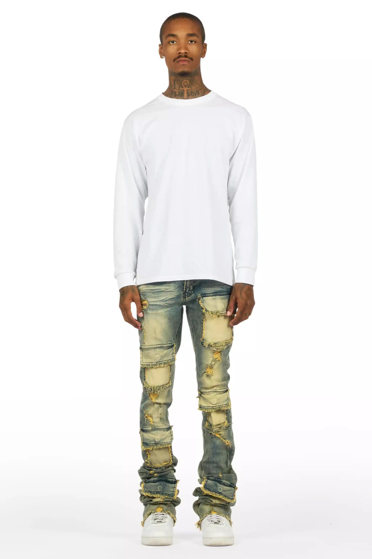 Petrus Tint Blue Super Stacked Flare Jean