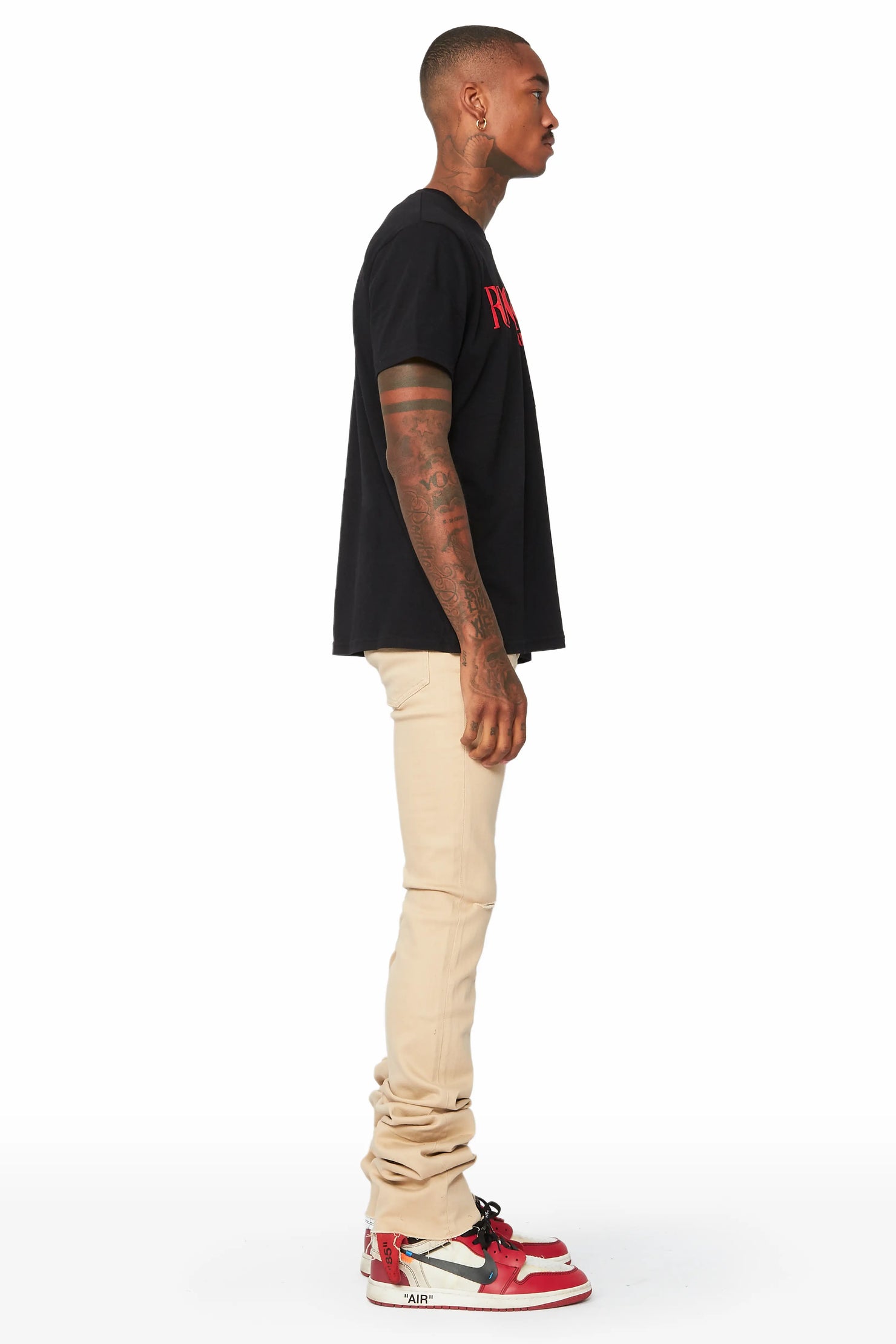 Faith Khaki Super Stacked Flare Jean