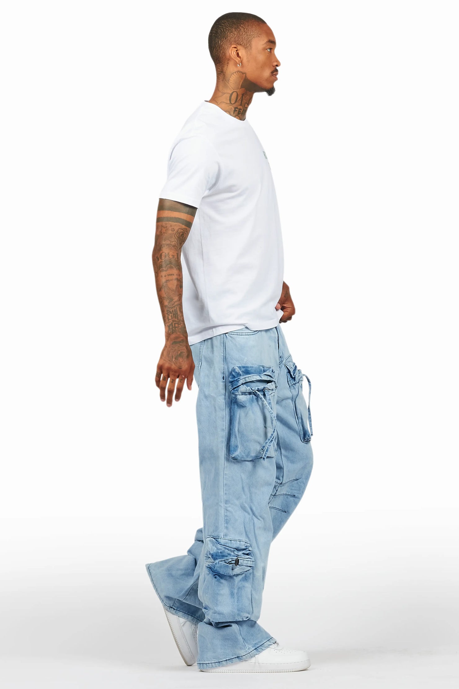 Cazer Blue Baggy Fit Cargo Jean