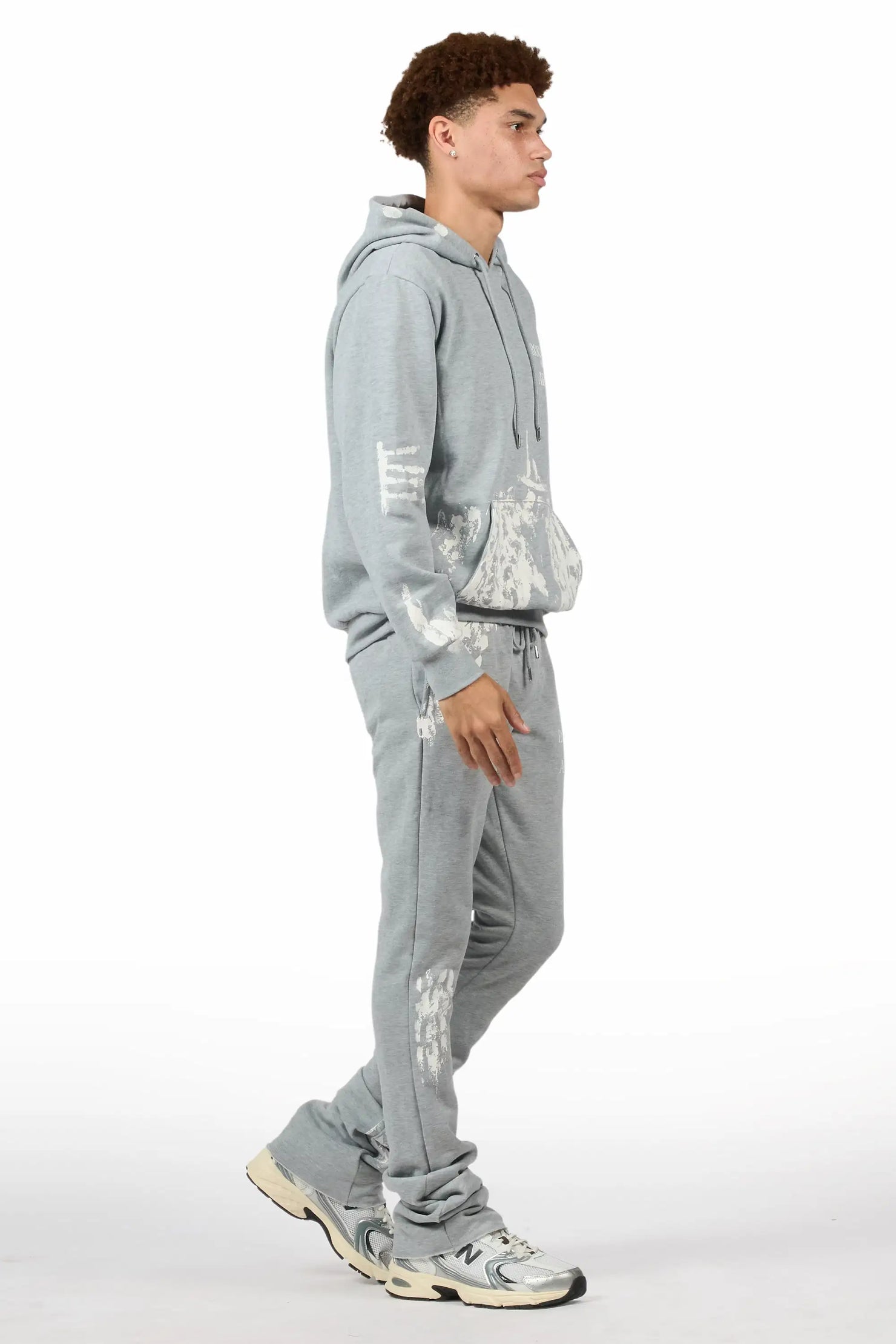 Filip Heather Grey Hoodie/Stacked Pant Track Set