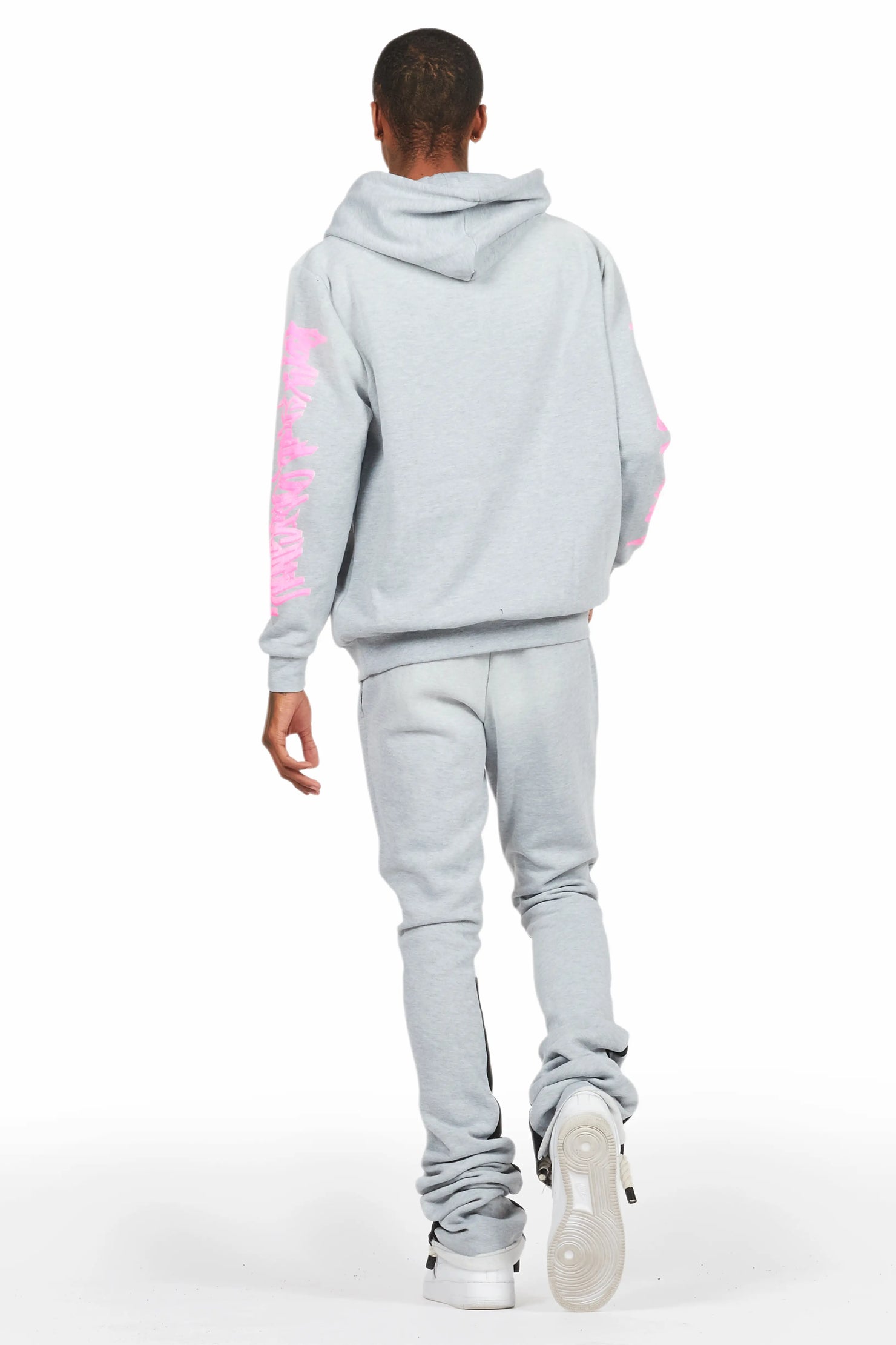 Anneso Heather Grey Super Stacked Hoodie Track Set
