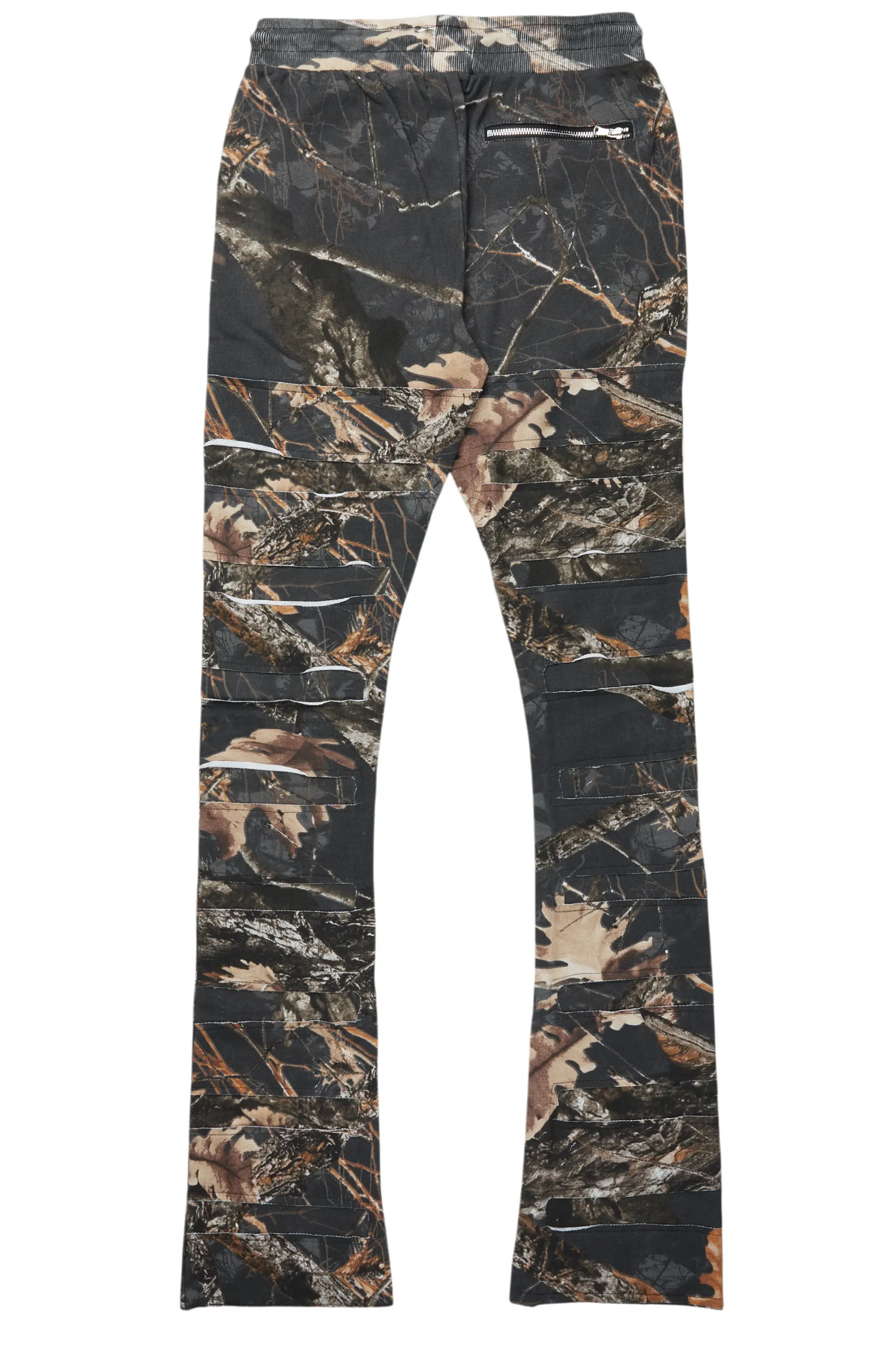 Emilio Black Tree Camo Stacked Flare Track Pant