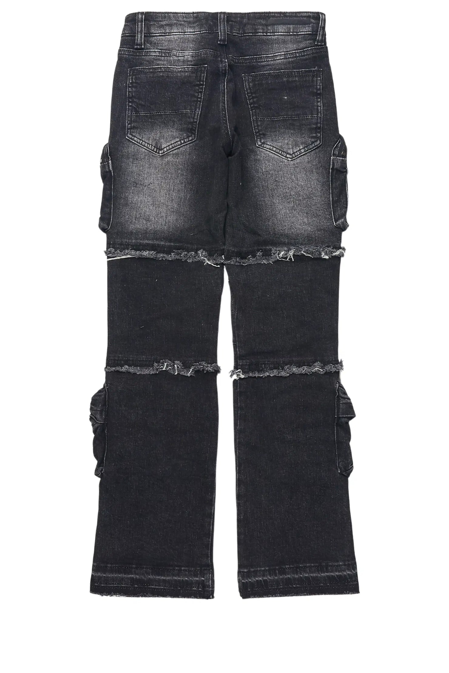Girls Toneisha Dark Grey Stacked Cargo Jean