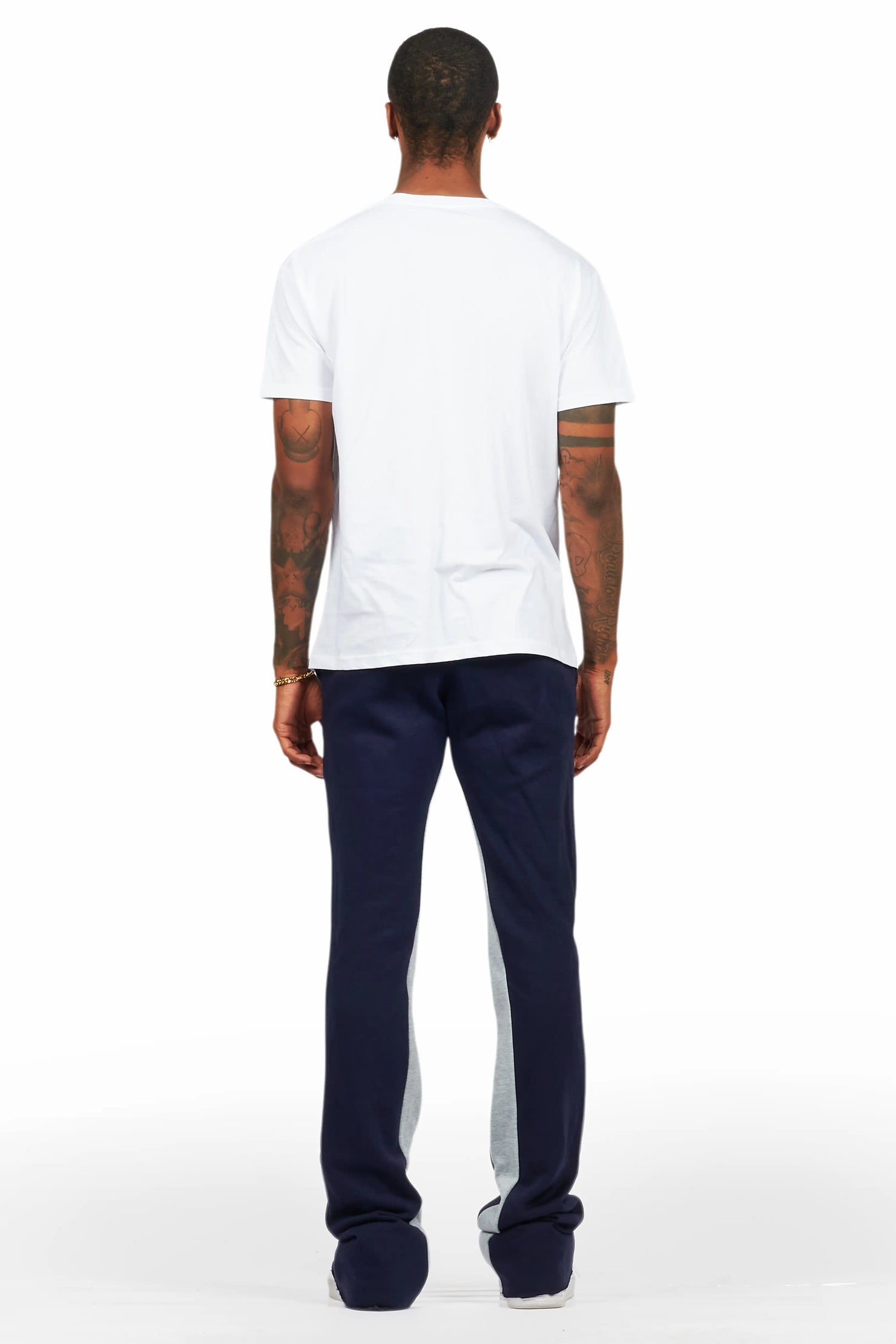 Kastell White/Navy T-Shirt/Stacked Baggy Track Pant Set