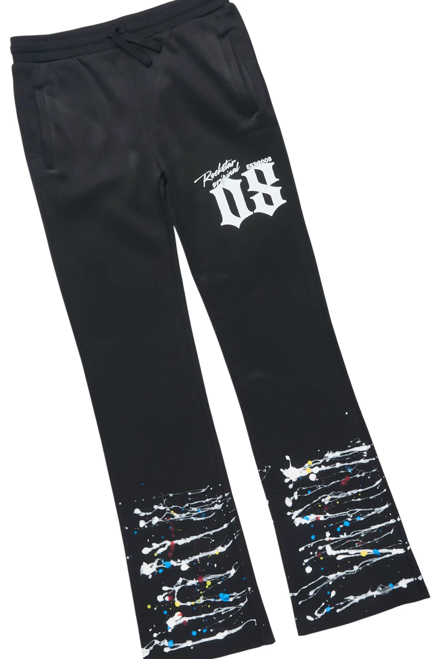 Boys Horia Black Hoodie/Stacked Flare Track Set
