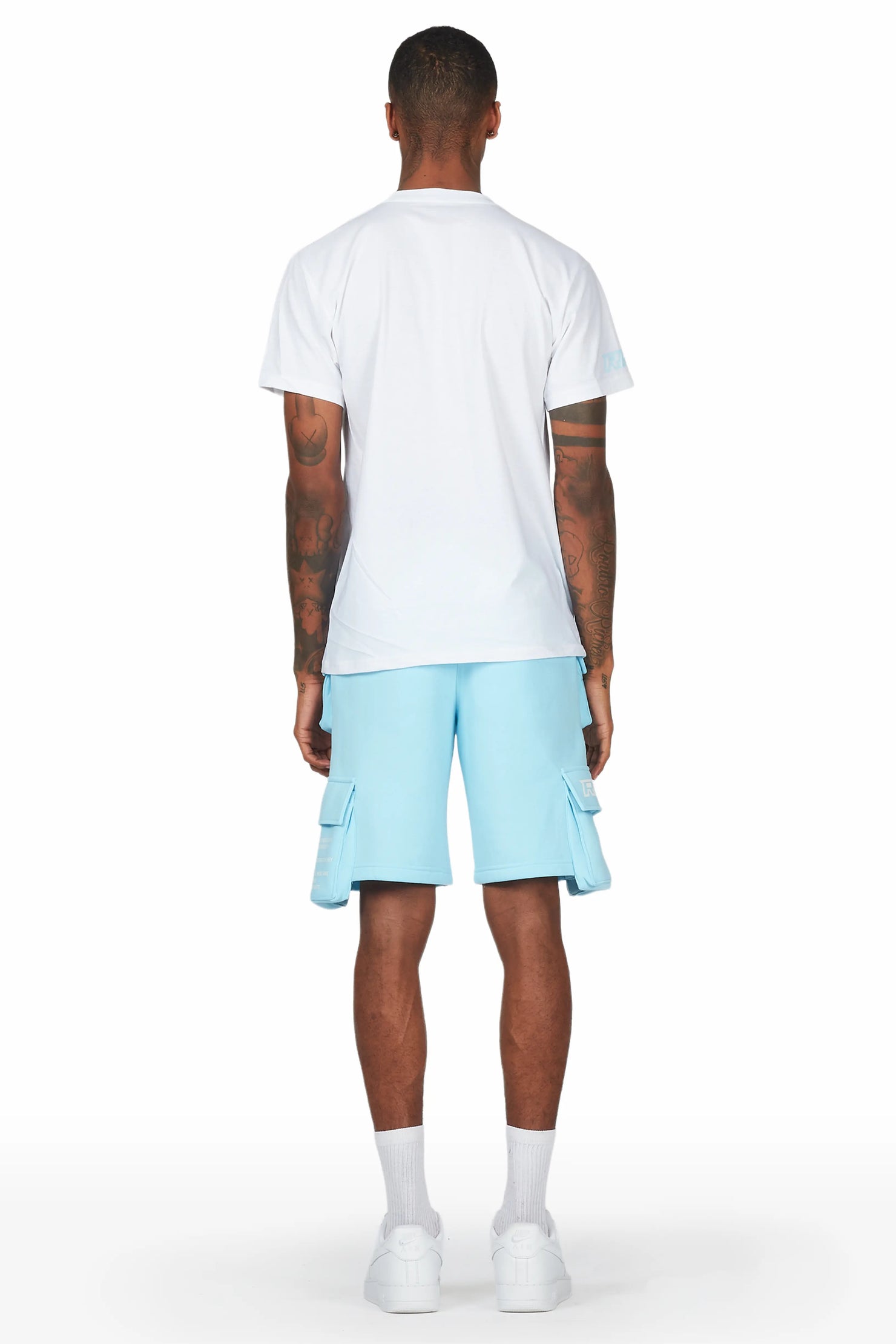 Jash White/Blue Short Set