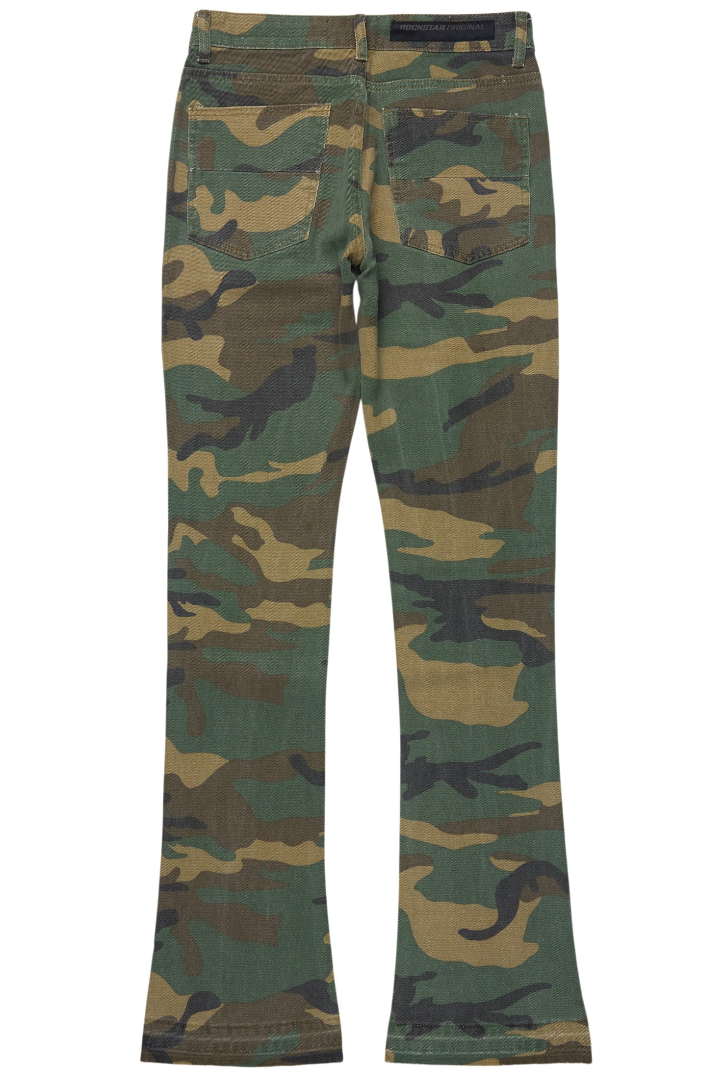 Tachi Camo Rhinestone Stacked Flare Jean