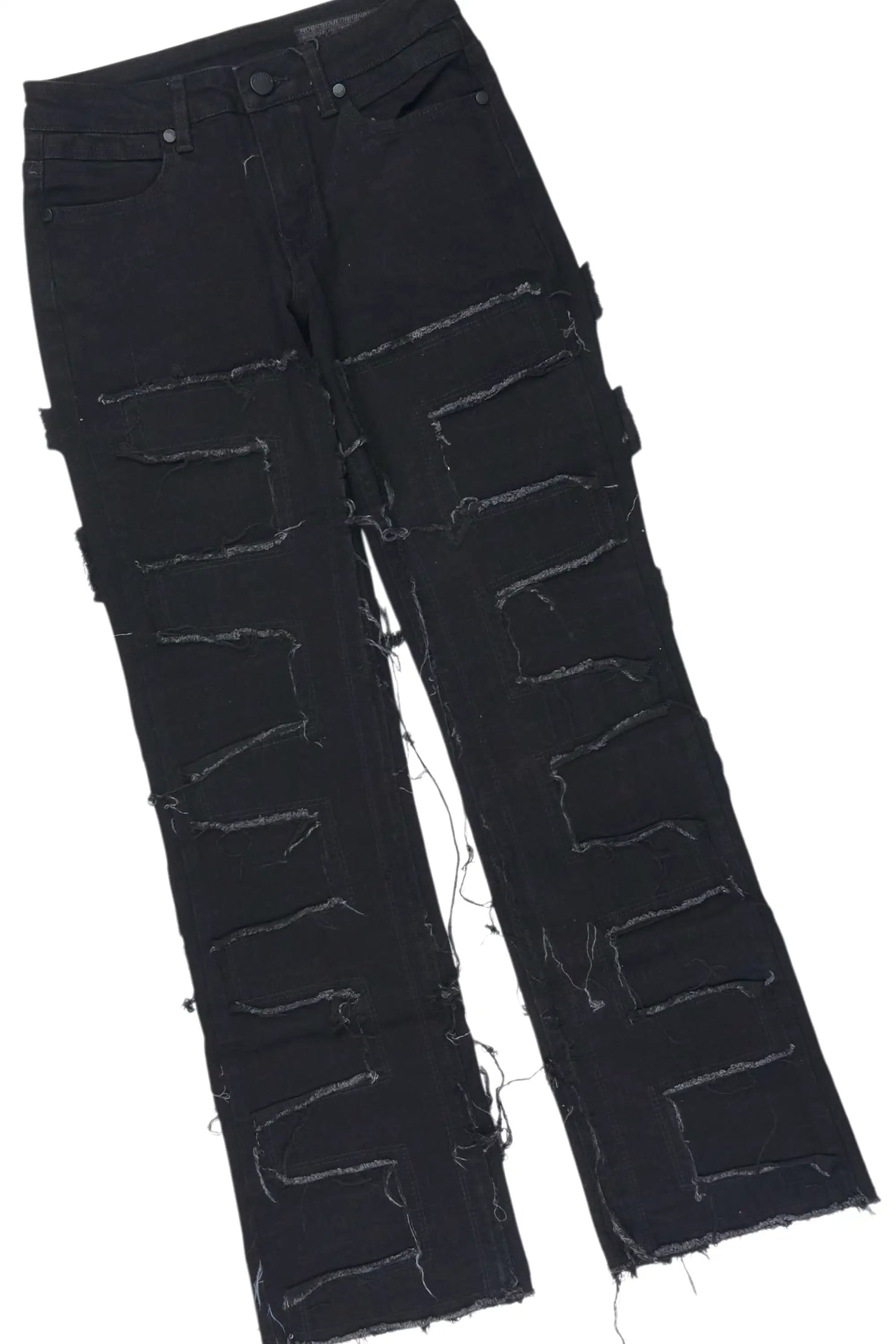 Girls Therry Yellow/Black T-Shirt Stacked Jean Set