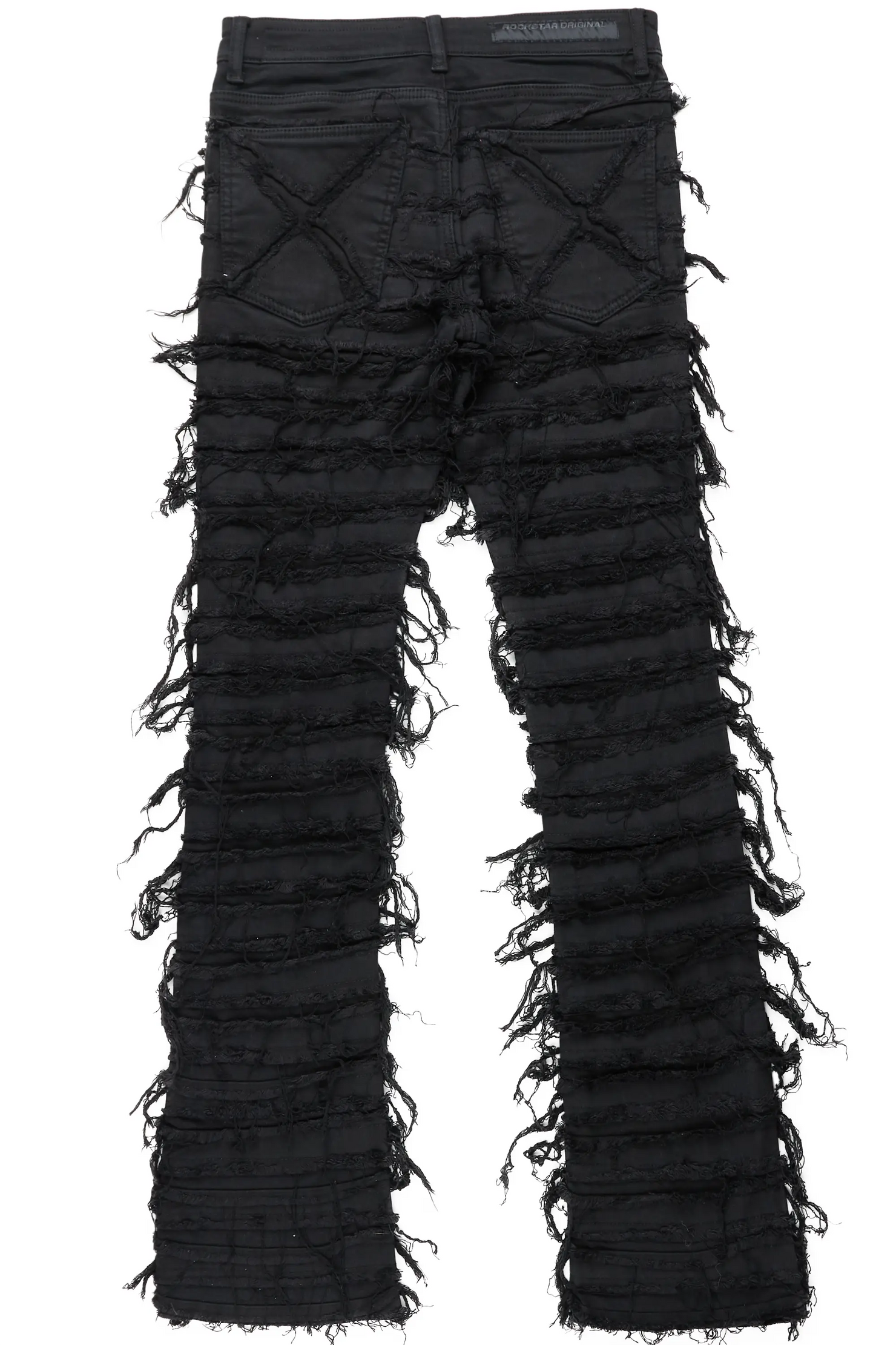 Cassius Black Stacked Flare Jean
