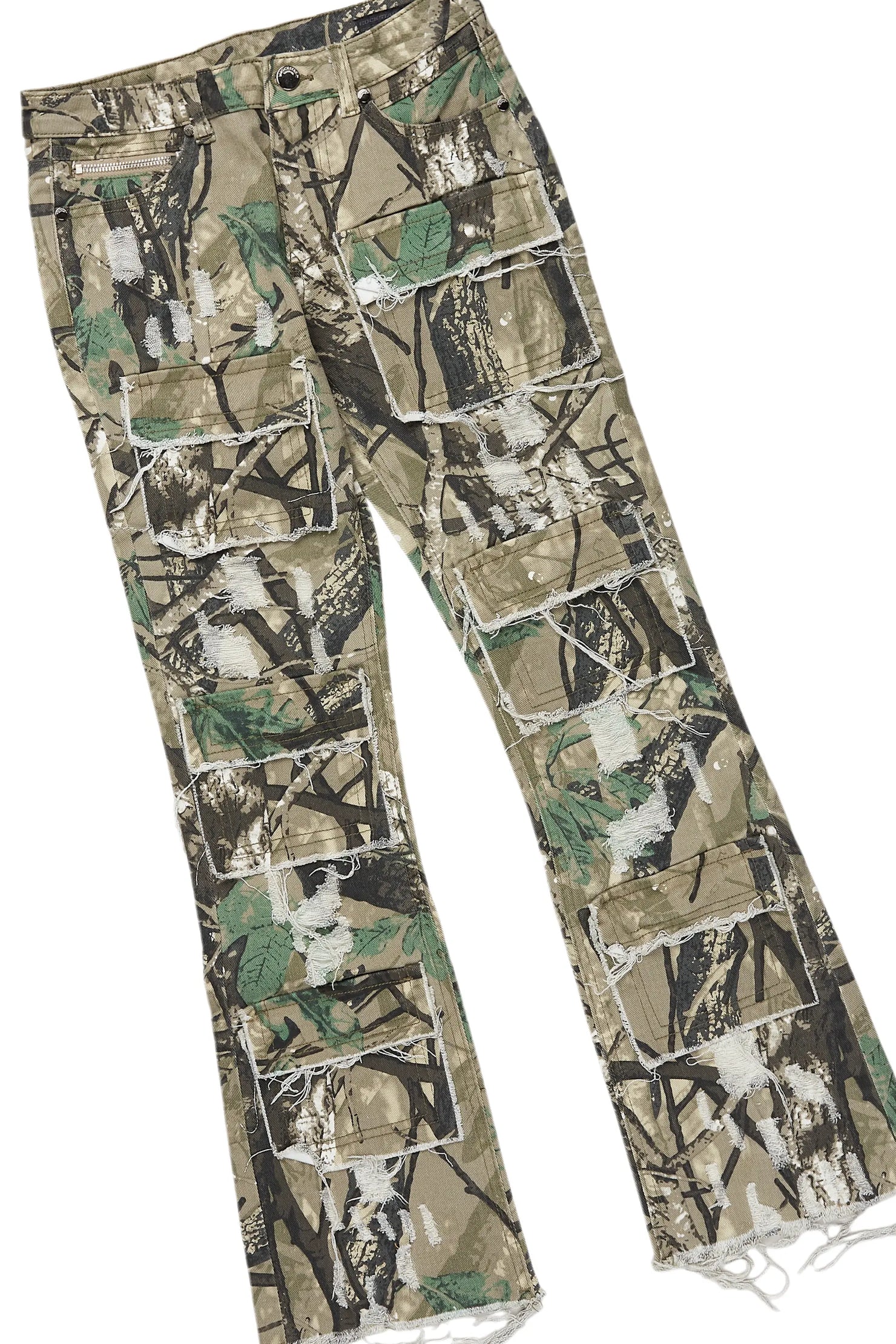 Boys Ezry Tree Camo/Royal Hoodie/Stacked Flare Jean Set