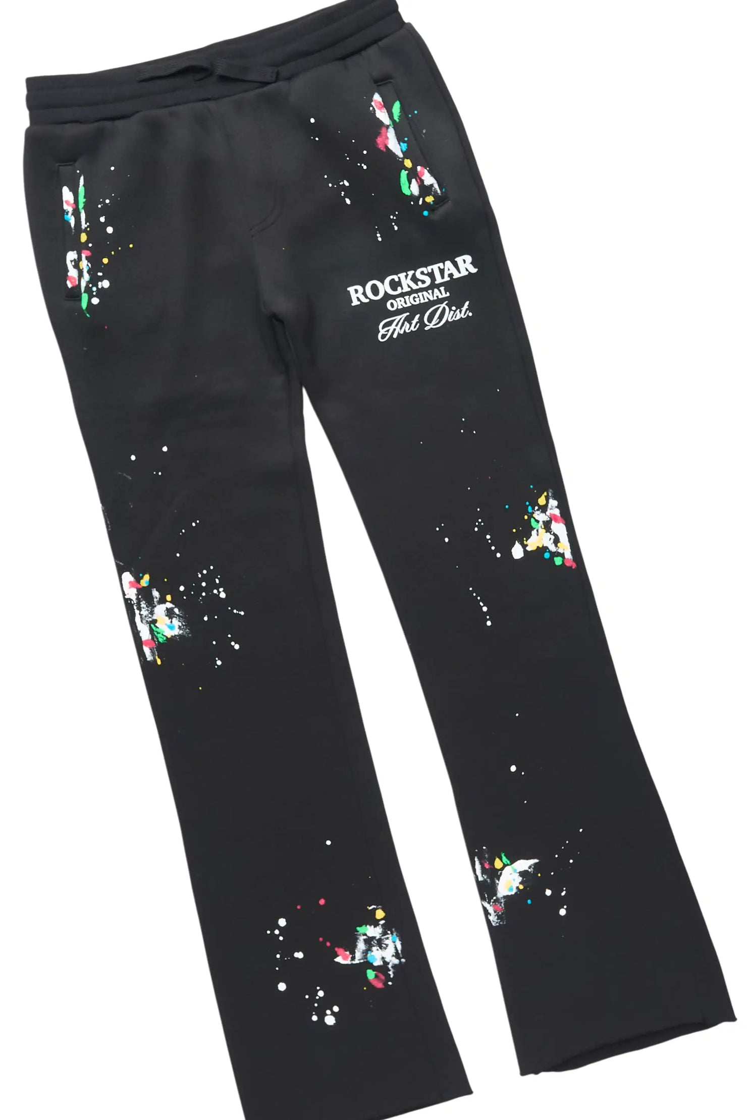 Boys Rockstar Art Dist. 2.0 Black/White Hoodie/Stacked Flare Track Set