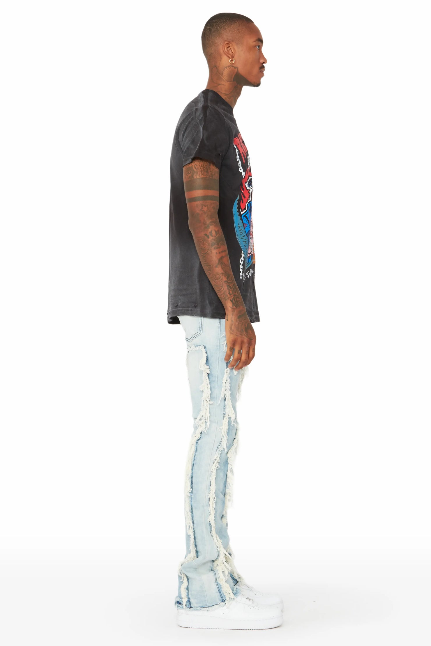 Tristan Blue Stacked Flare Jean