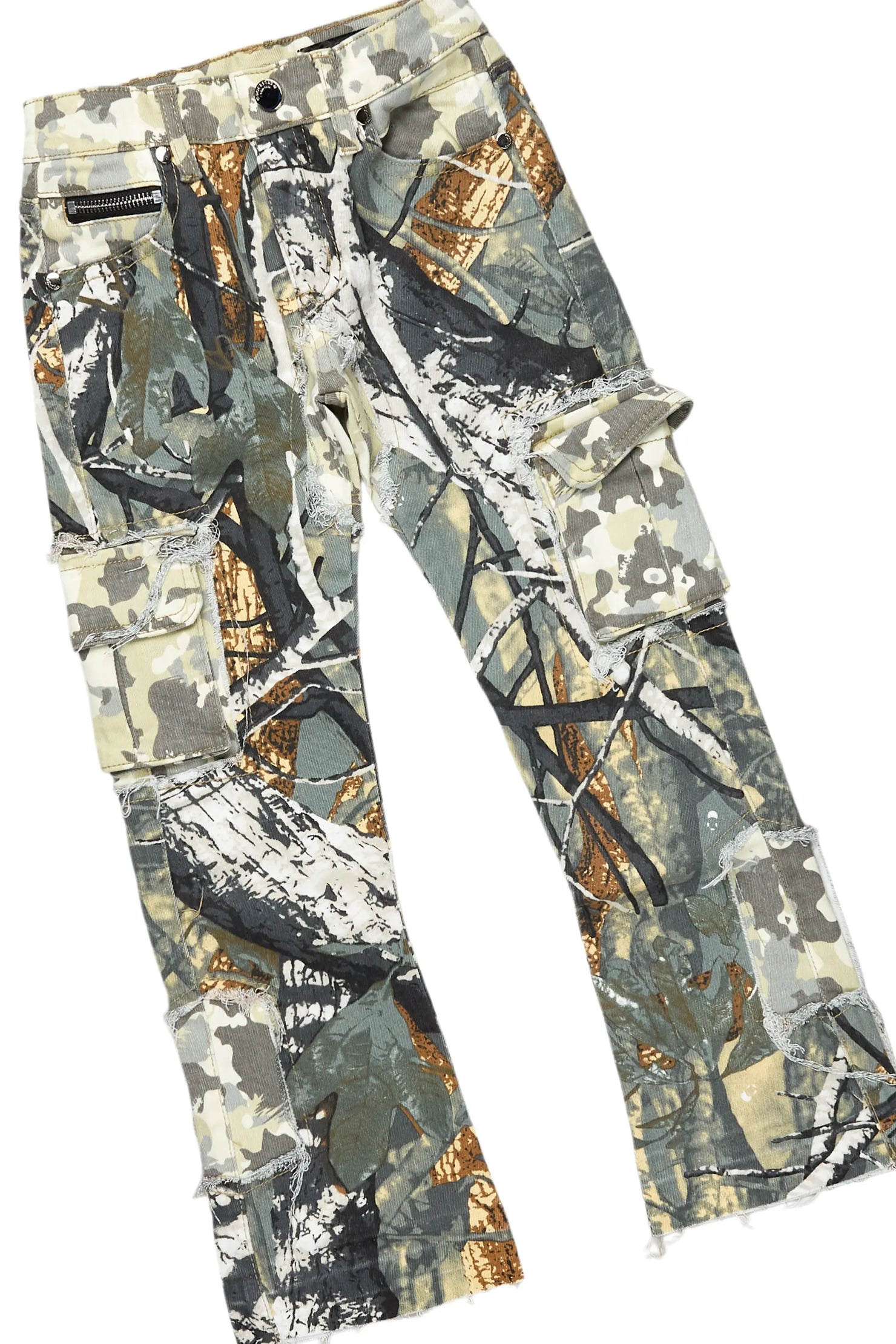 Girls Talie Tree Camo T-Shirt/Stacked Flare Jean Set