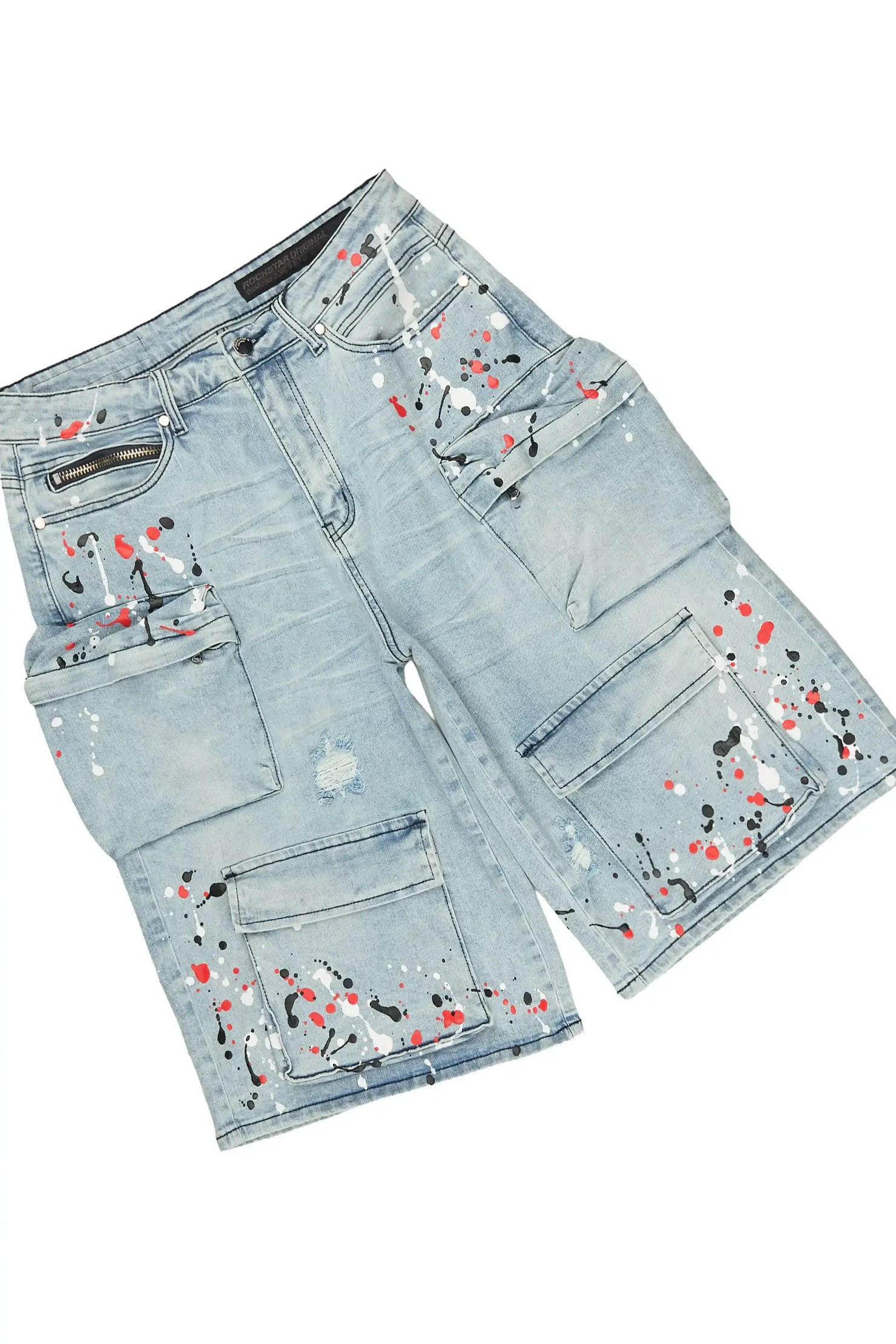 Saxon Blue Graphic Cut Sleeve T-Shirt Denim Short Set