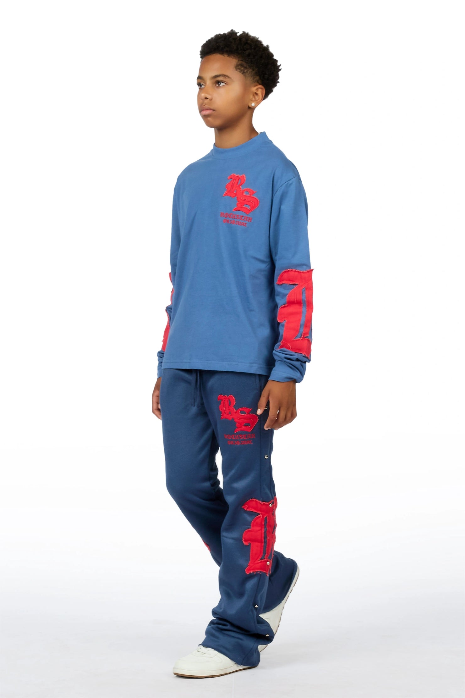 Boys Shire Navy/Red Long Sleeve Stacked Track Set