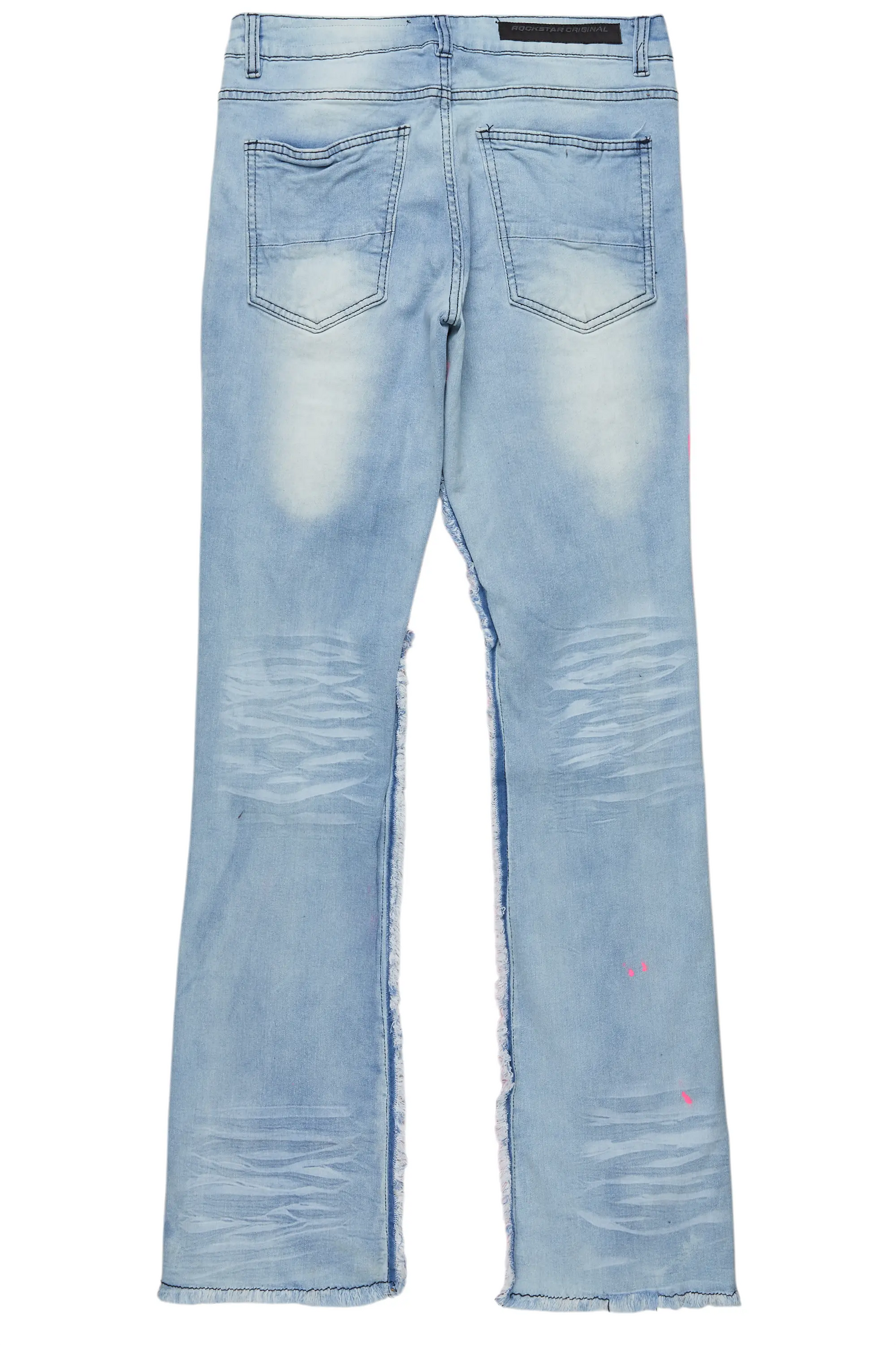 Helki Blue/Pink Roller Paint Stacked Flare Jean