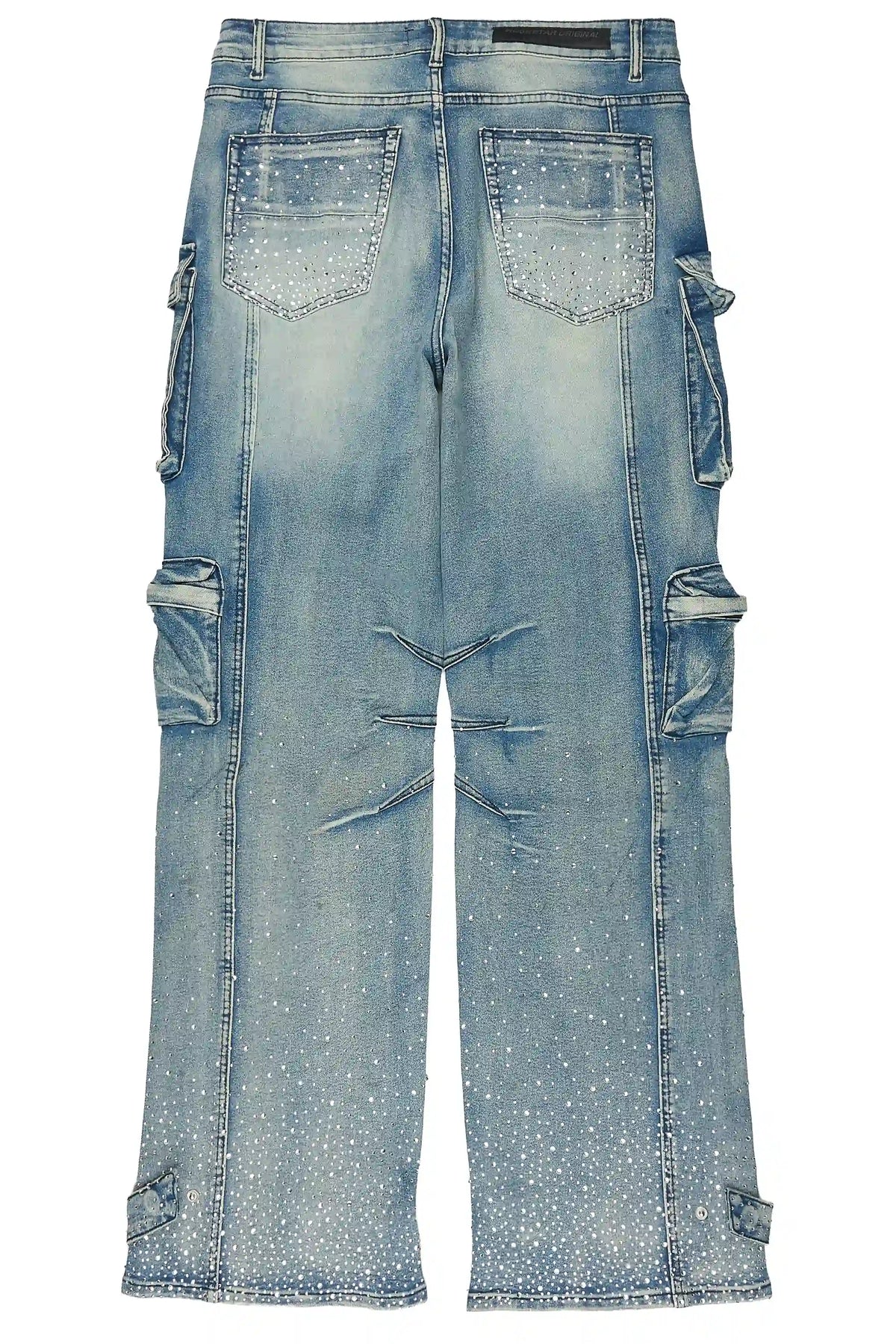 Keoni Light Blue Rhinestone Painter Baggy Fit Jean