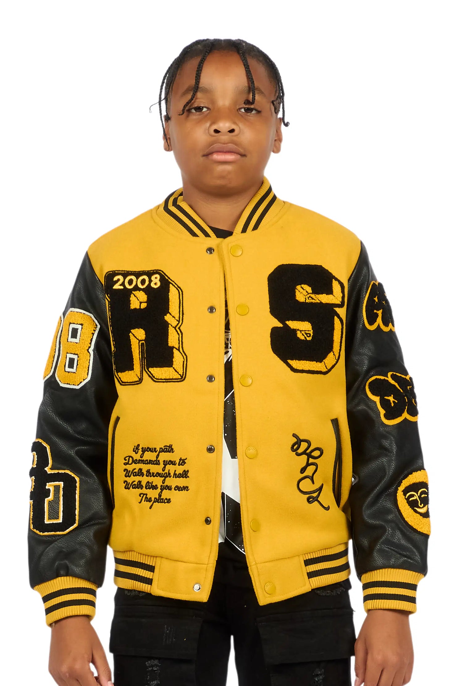 Boys Leslaw Yellow/Black Varsity Jacket