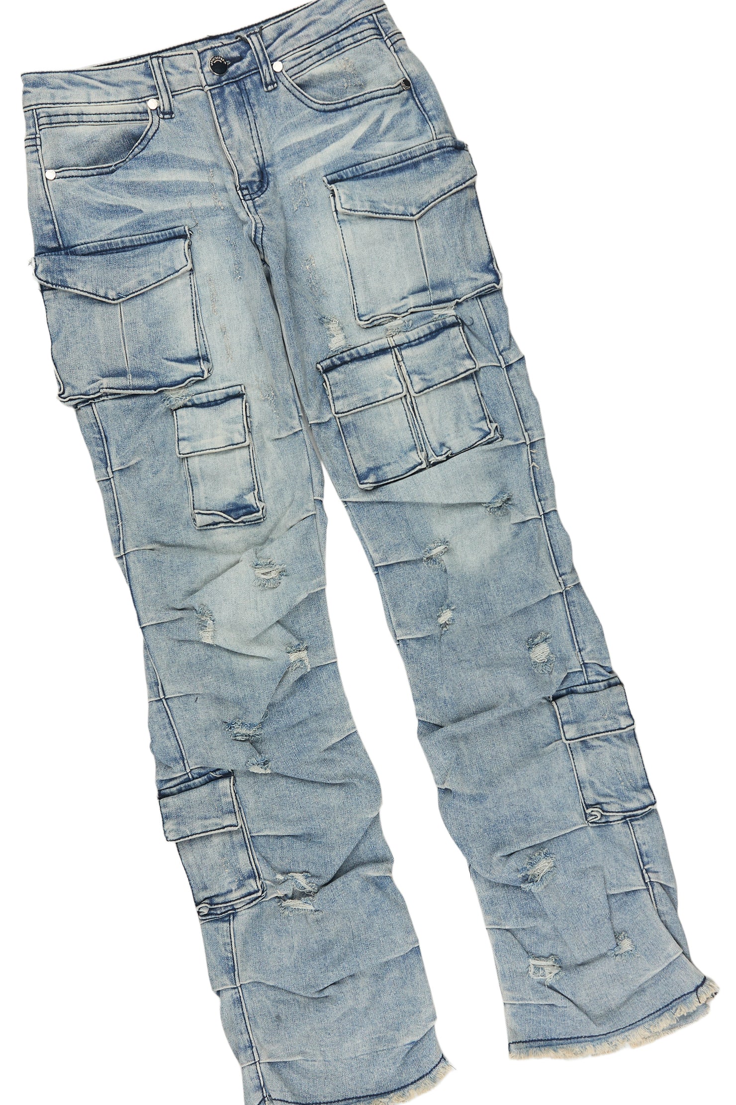 Boys Malen Orange/Blue T-Shirt Stacked Jean Set
